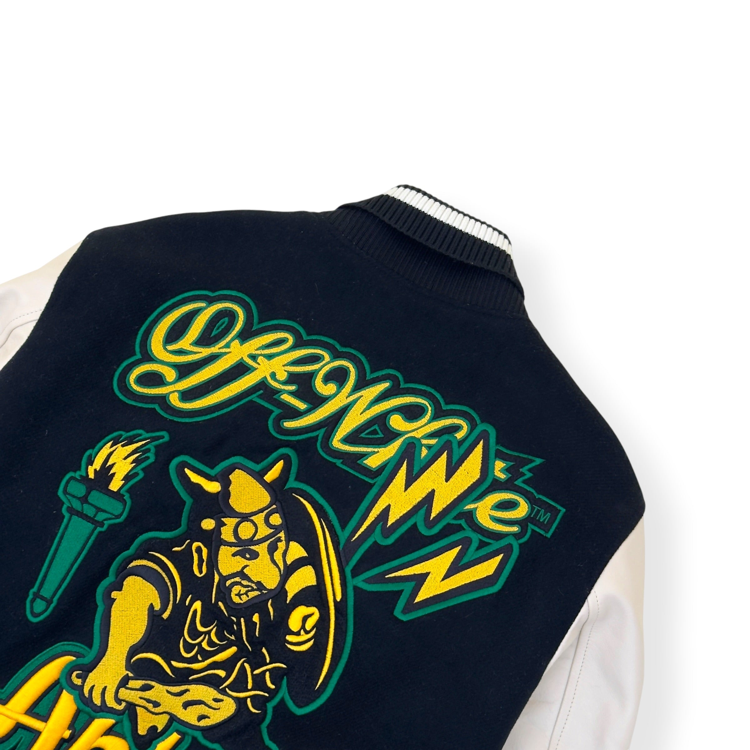 OFF-WHITE LOGO PATCH VARSITY JACKET BLACK / WHITE / YELLOW 52 / L