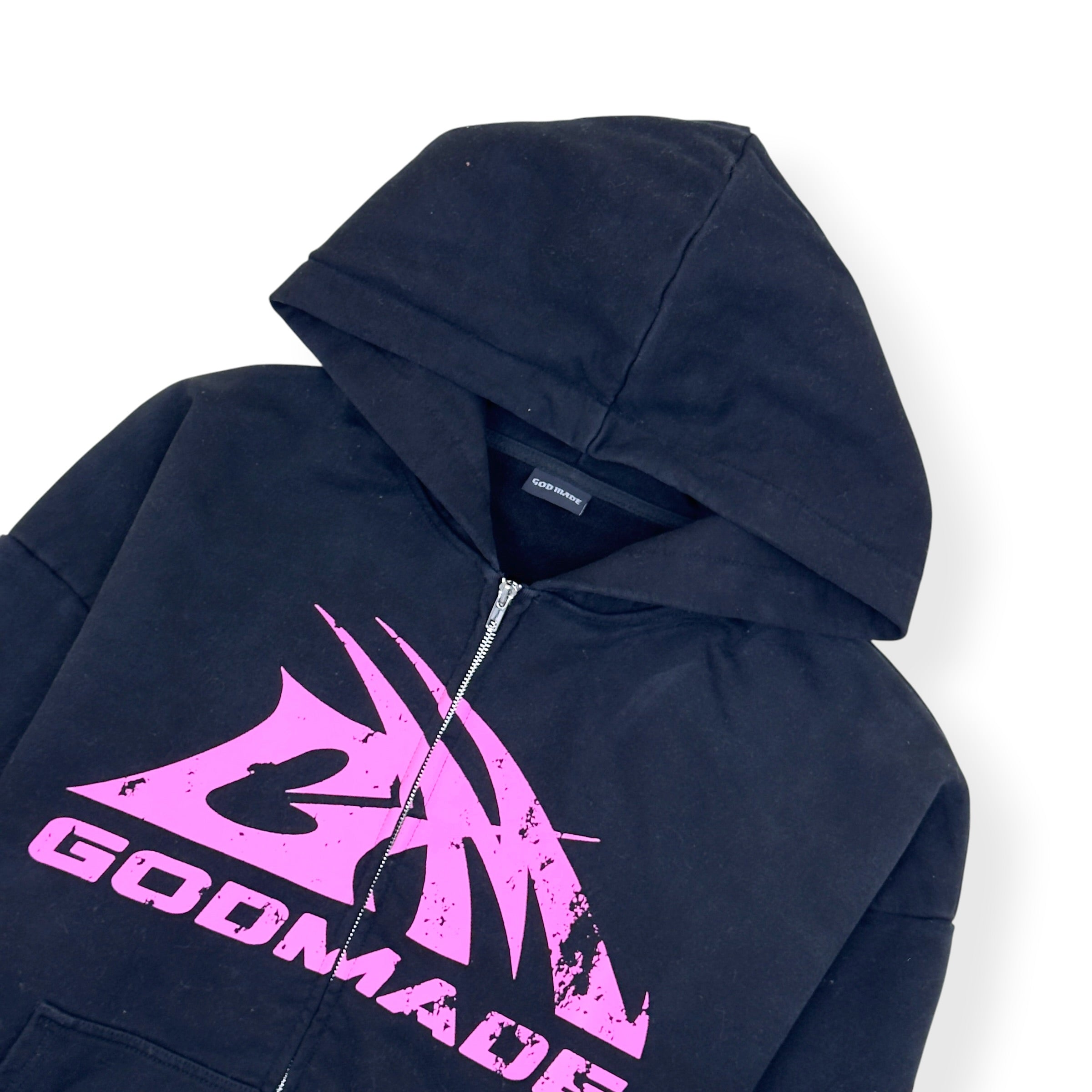 GODMADE ZIP-UP HOODIE BLACK / PINK XL