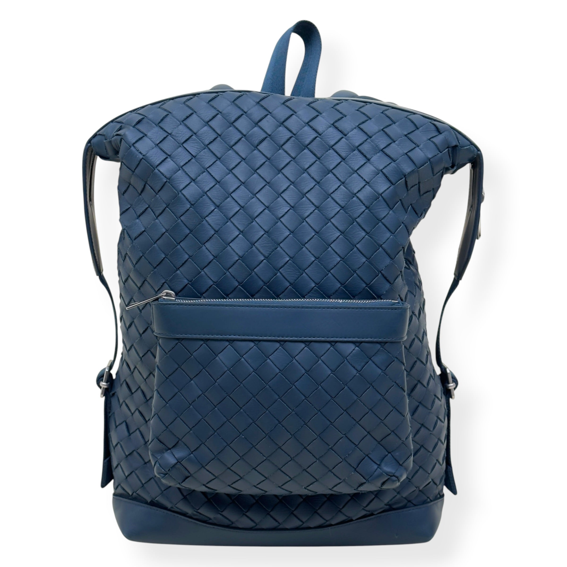 BOTTEGA VENETA CALFSKIN INTRECCIATO HYDROLOGY BACKPACK NAVY O/S