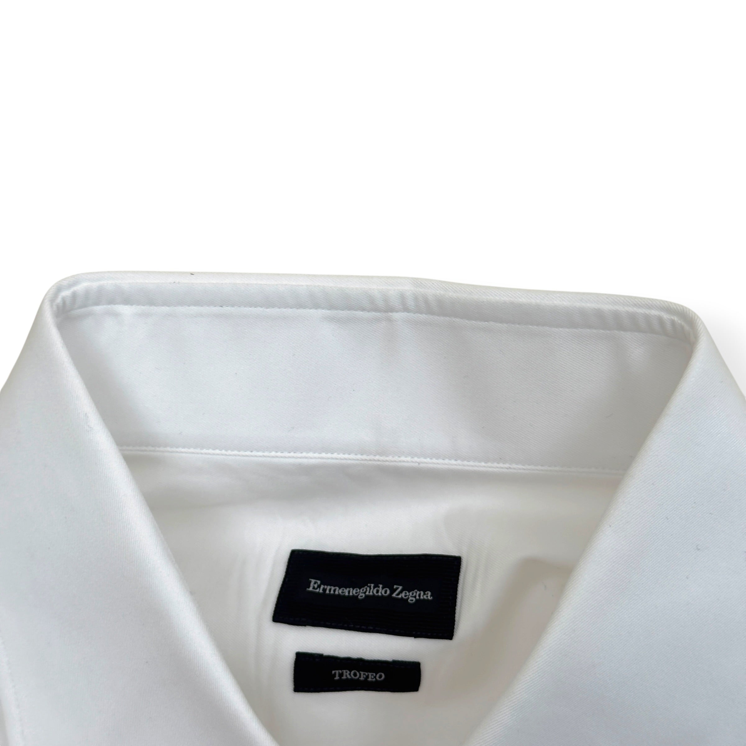 ZEGNA TAILORED FIT COTTON SHIRT WHITE M