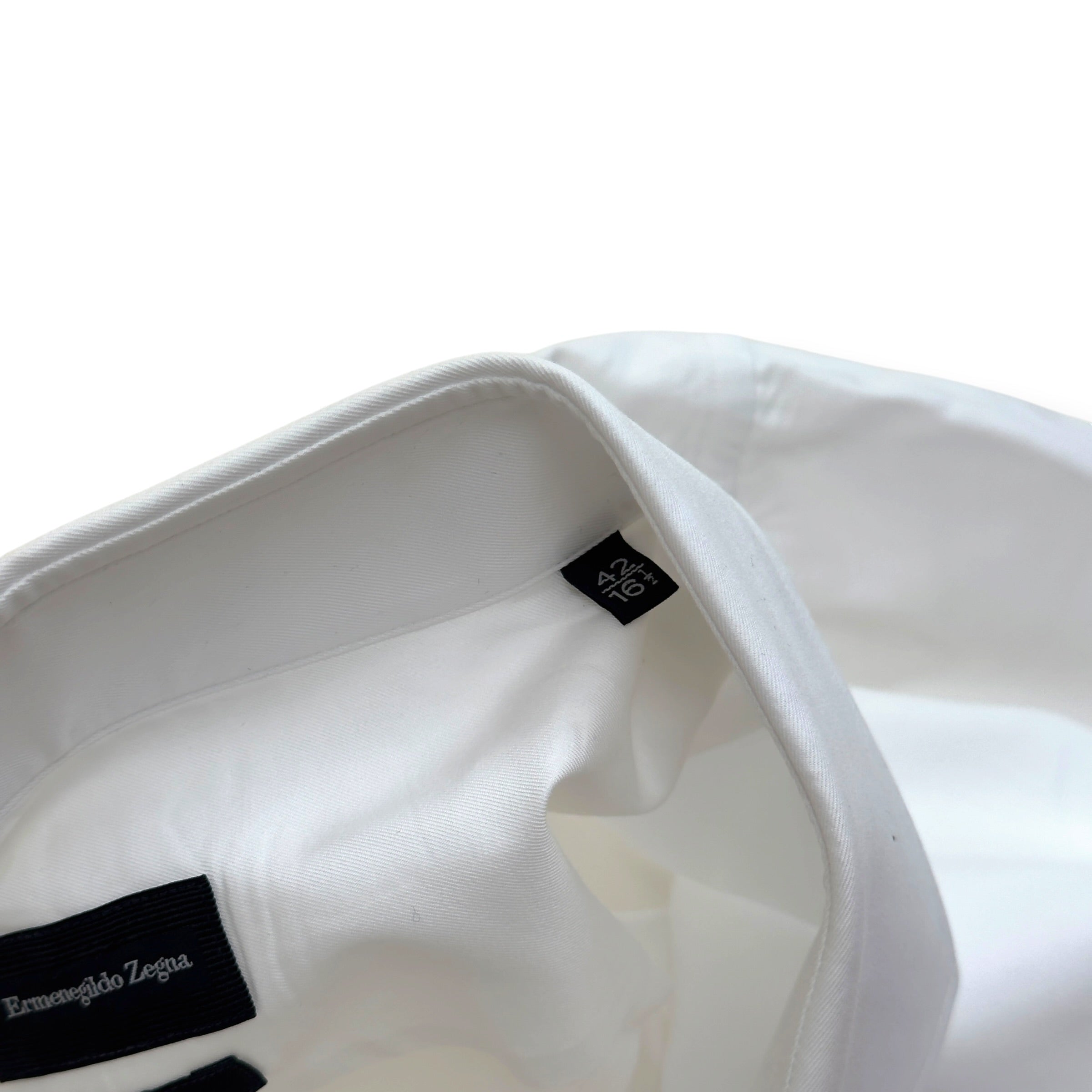 ZEGNA TAILORED FIT COTTON SHIRT WHITE M