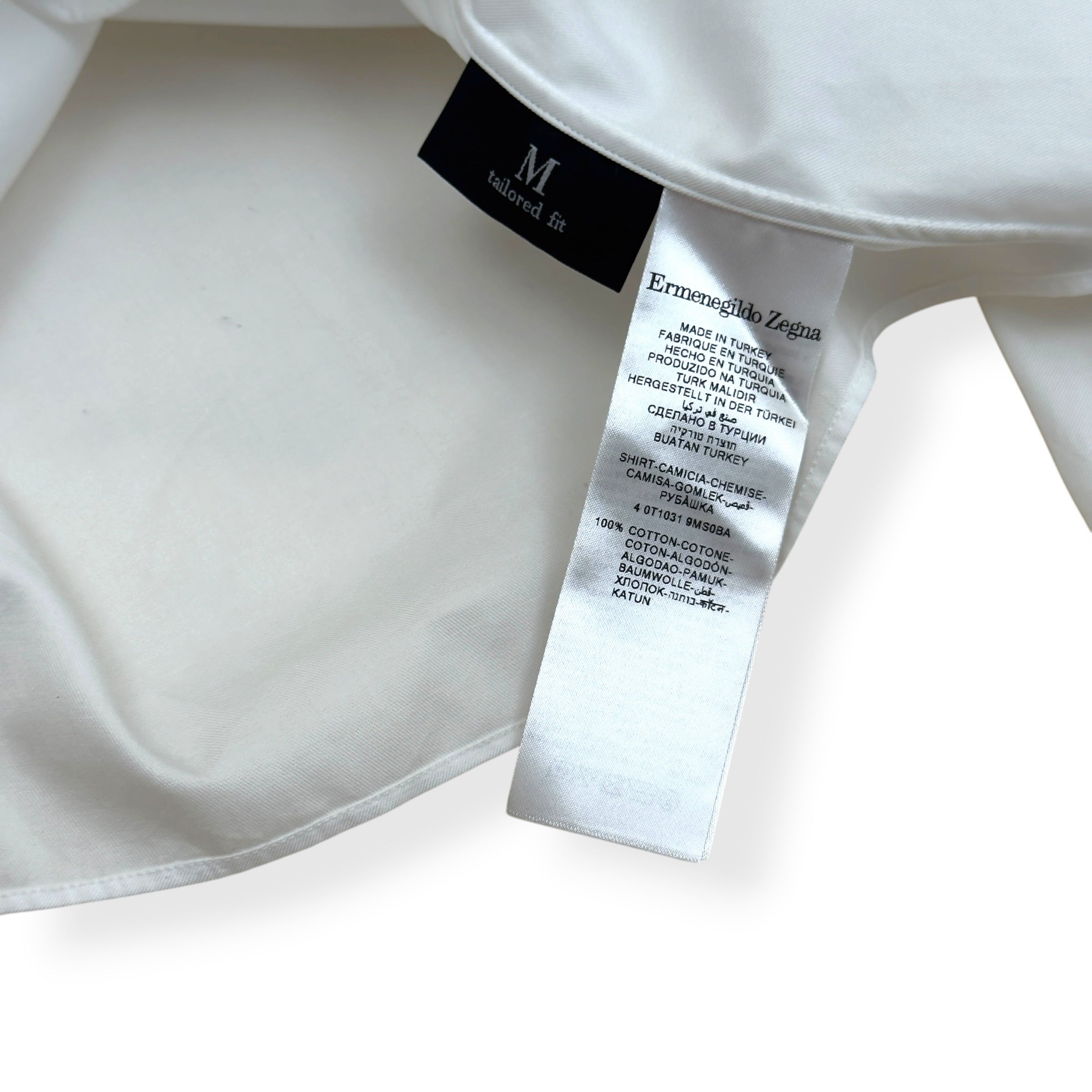 ZEGNA TAILORED FIT COTTON SHIRT WHITE M