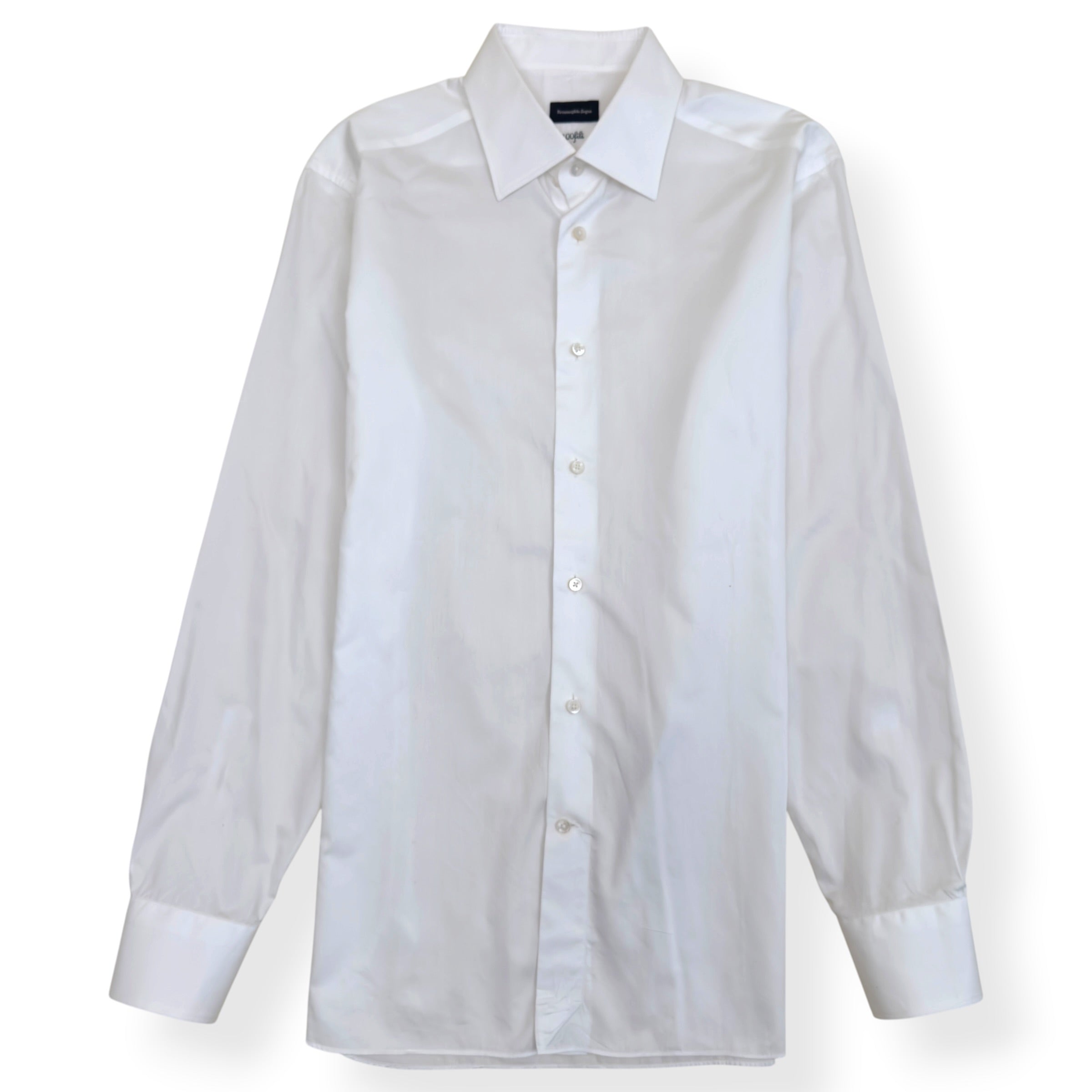 ZEGNA TAILORED FIT COTTON SHIRT WHITE M