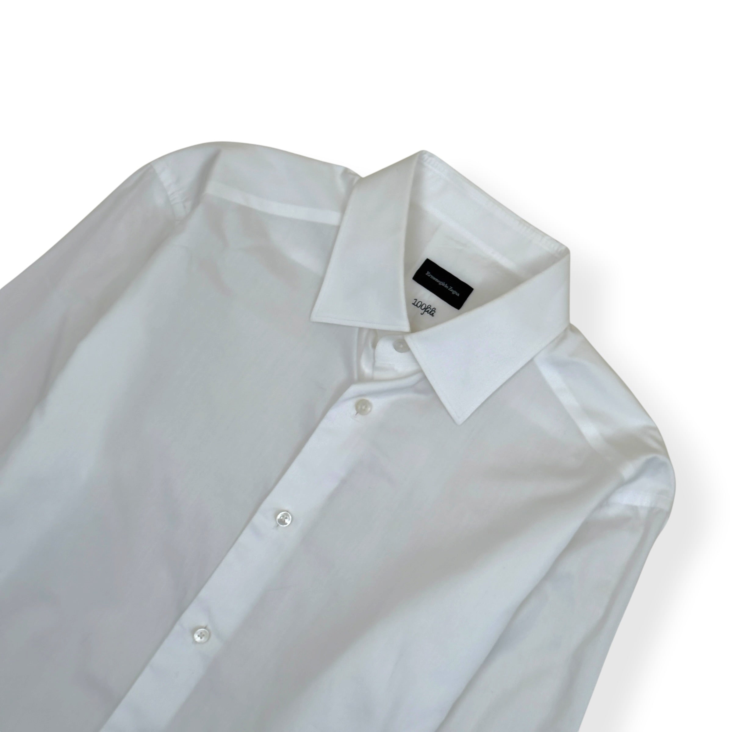 ZEGNA TAILORED FIT COTTON SHIRT WHITE M