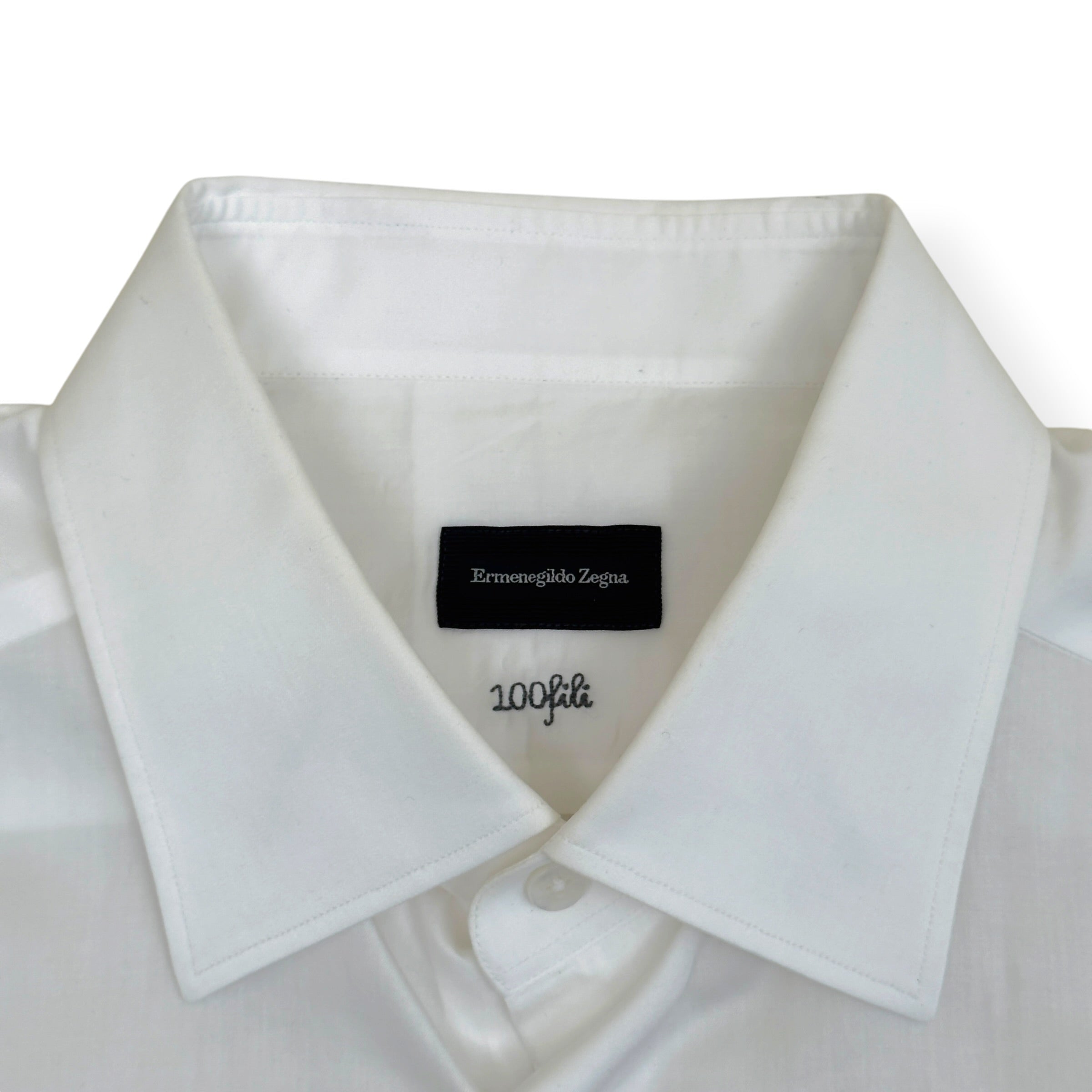 ZEGNA TAILORED FIT COTTON SHIRT WHITE M