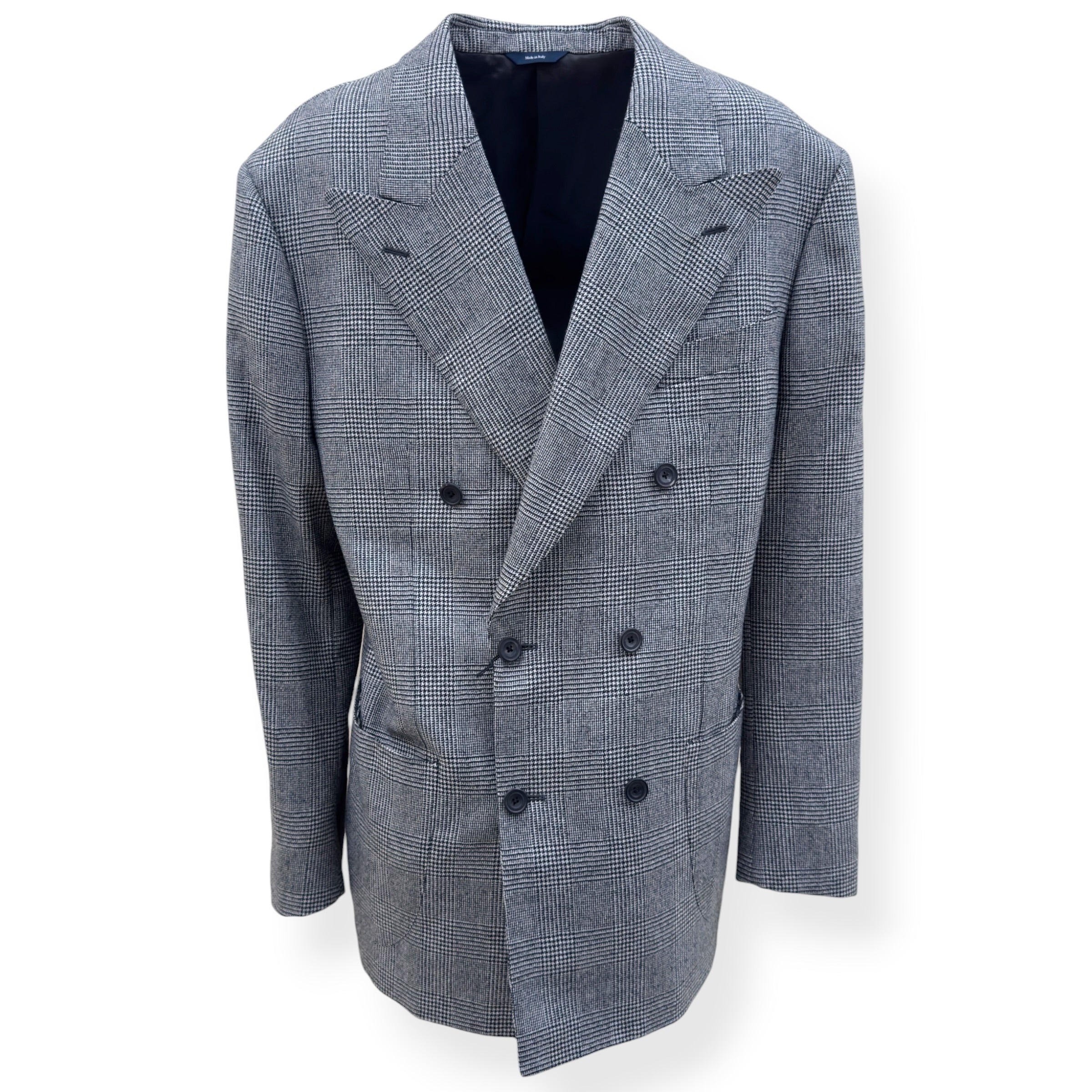 THOM SWEENEY DOUBLE BREASTED WOOL SUIT GREY CHECK 54 / XL
