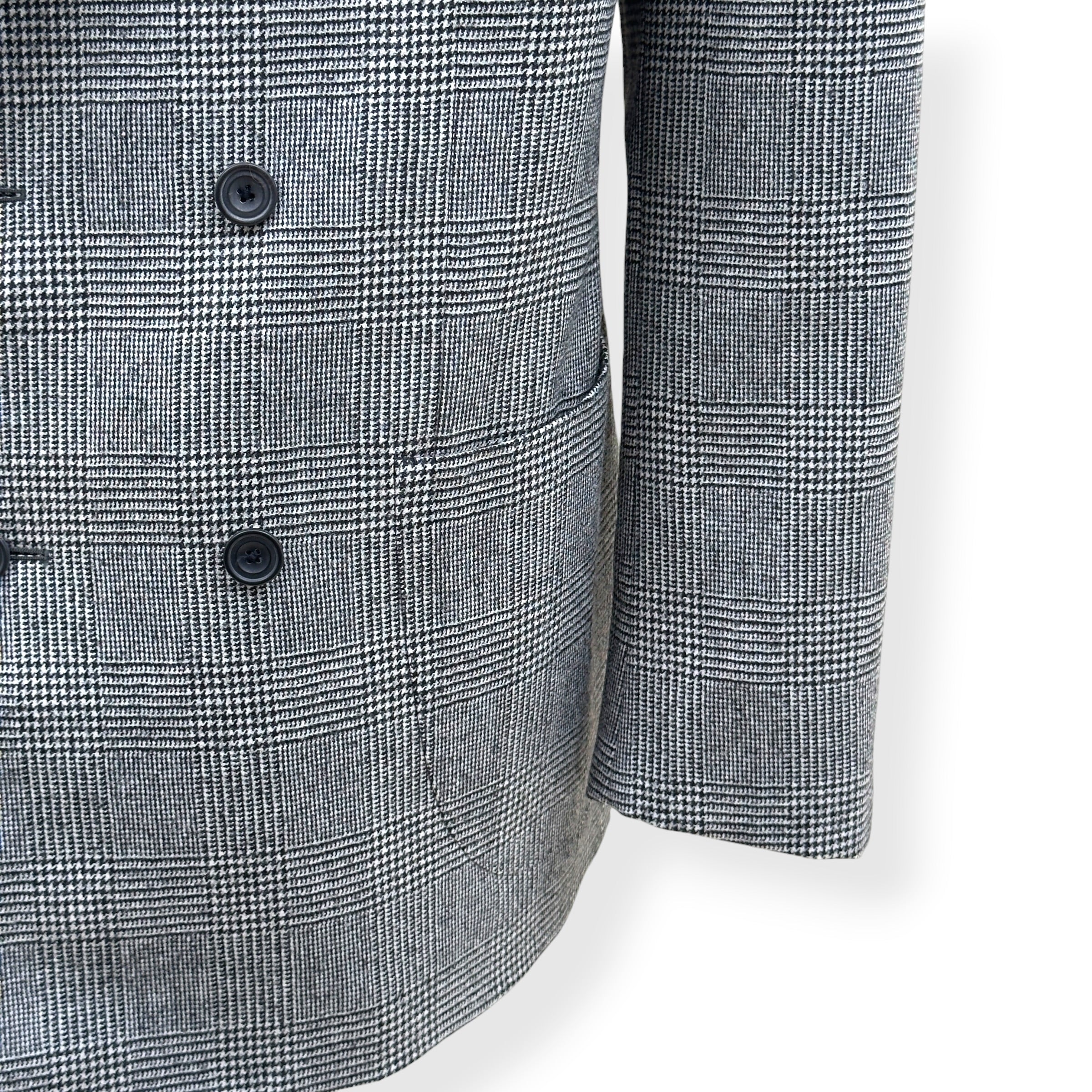 THOM SWEENEY DOUBLE BREASTED WOOL SUIT GREY CHECK 54 / XL