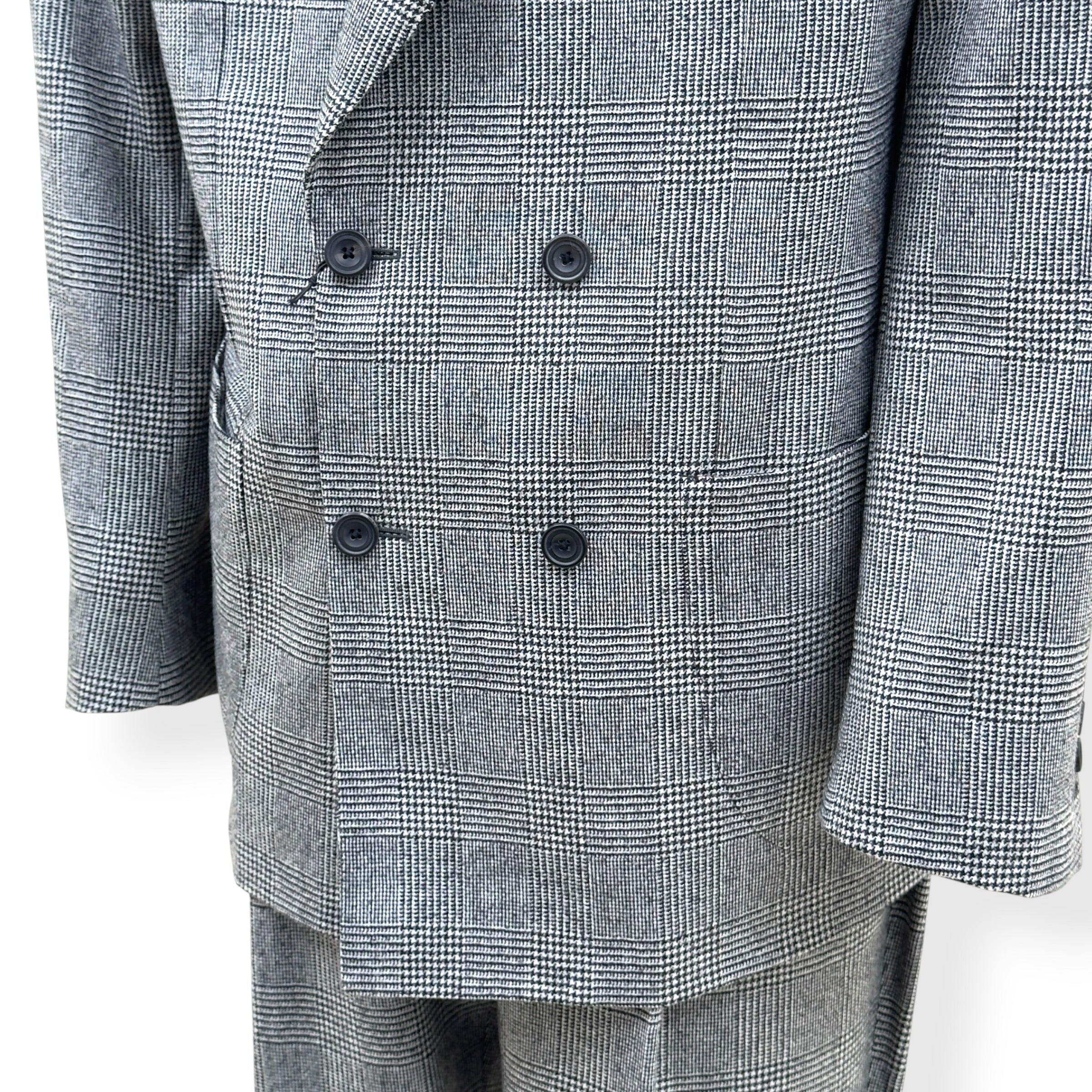 THOM SWEENEY DOUBLE BREASTED WOOL SUIT GREY CHECK 54 / XL