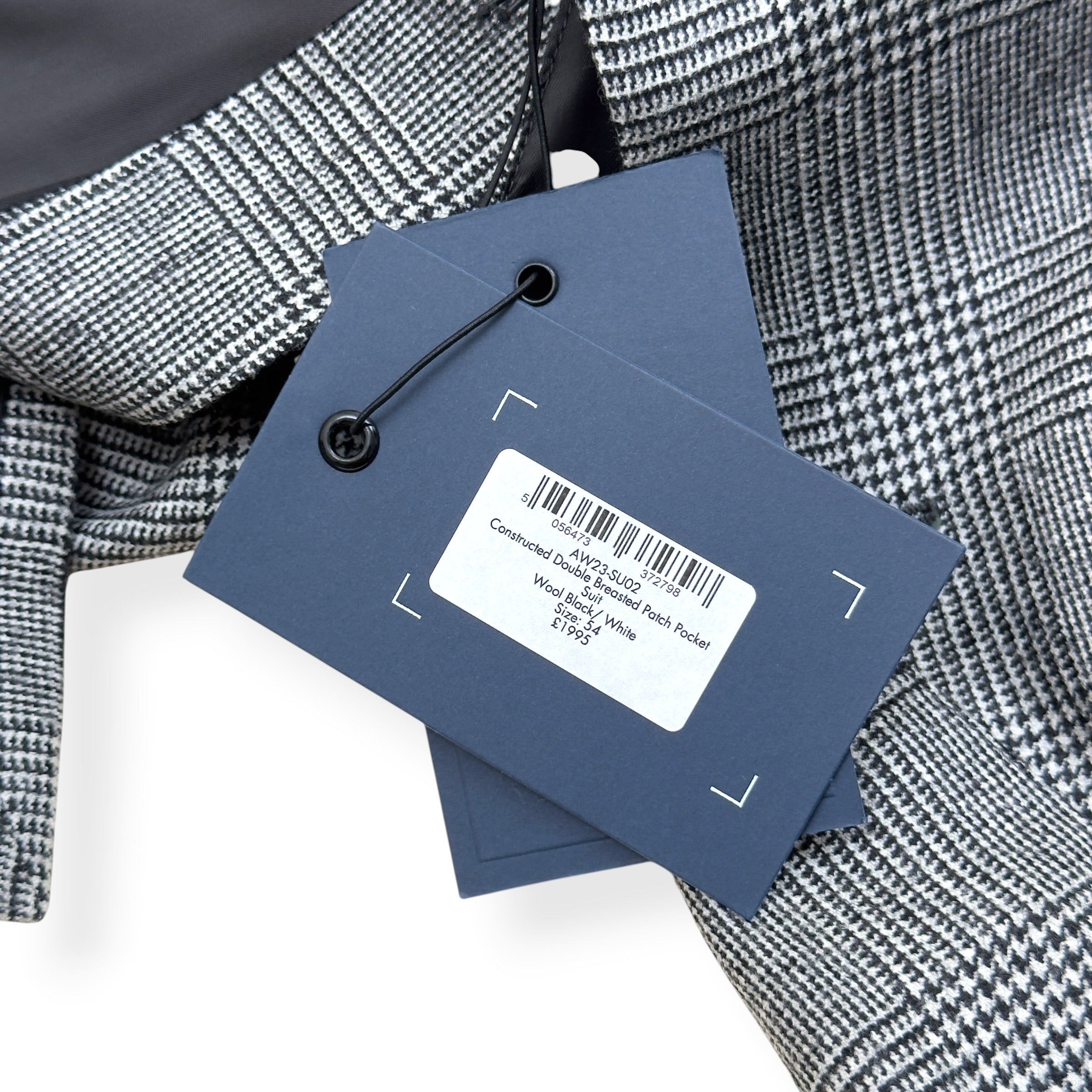 THOM SWEENEY DOUBLE BREASTED WOOL SUIT GREY CHECK 54 / XL