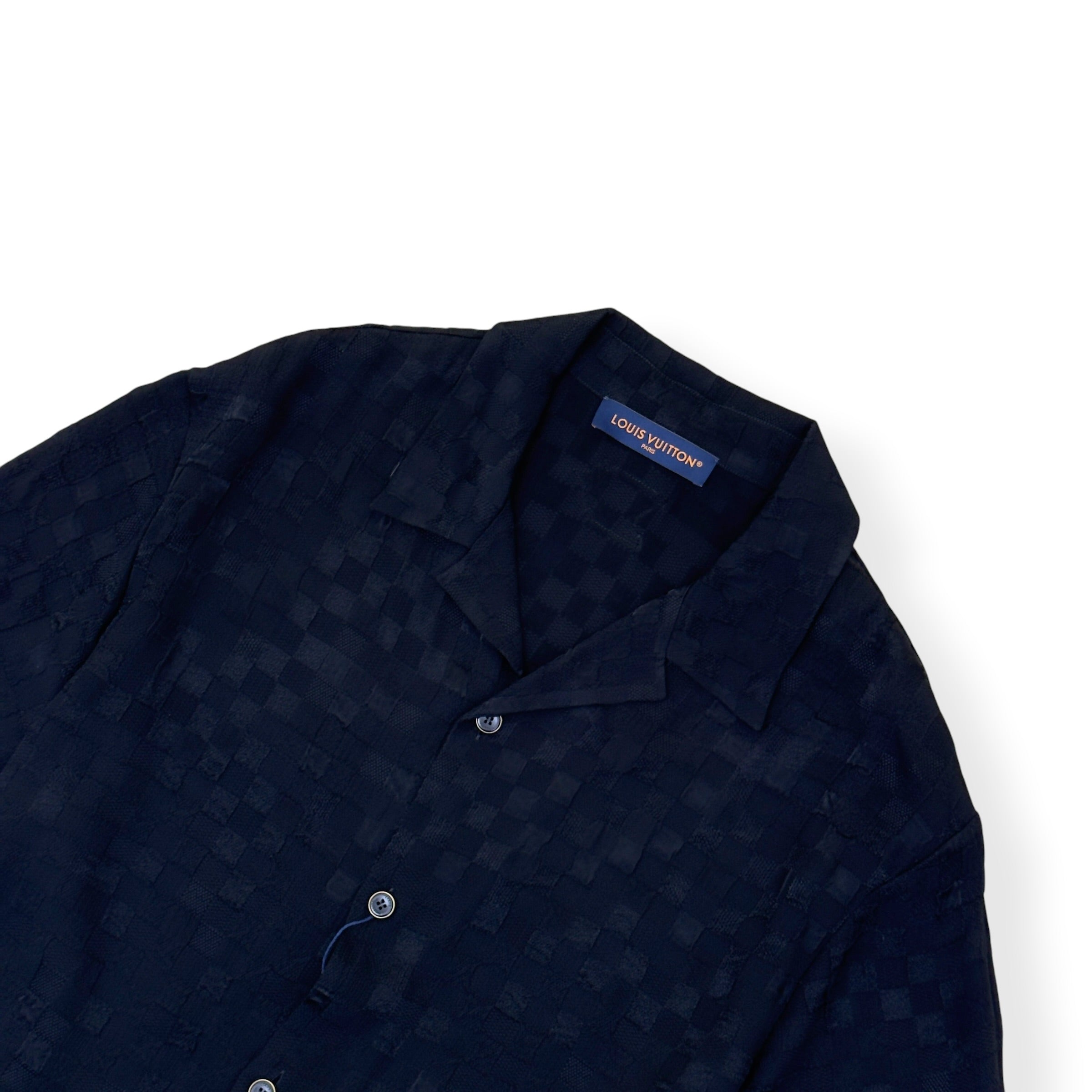 LOUIS VUITTON DAMOFLAGE JACQUARD SILK SHIRT BLACK XL