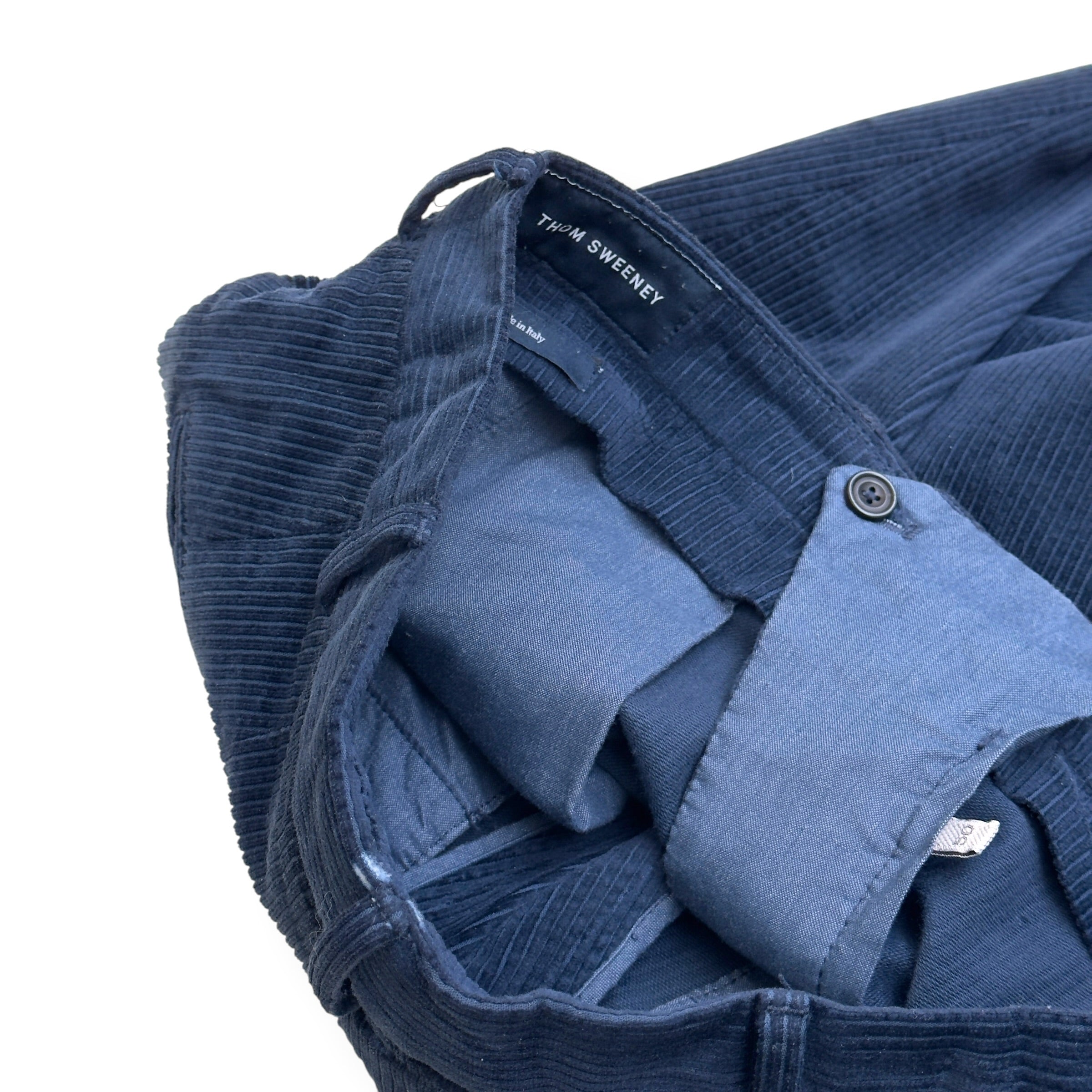 THOM SWEENEY CORDUROY COTTON BLEND TROUSERS NAVY 50 / M