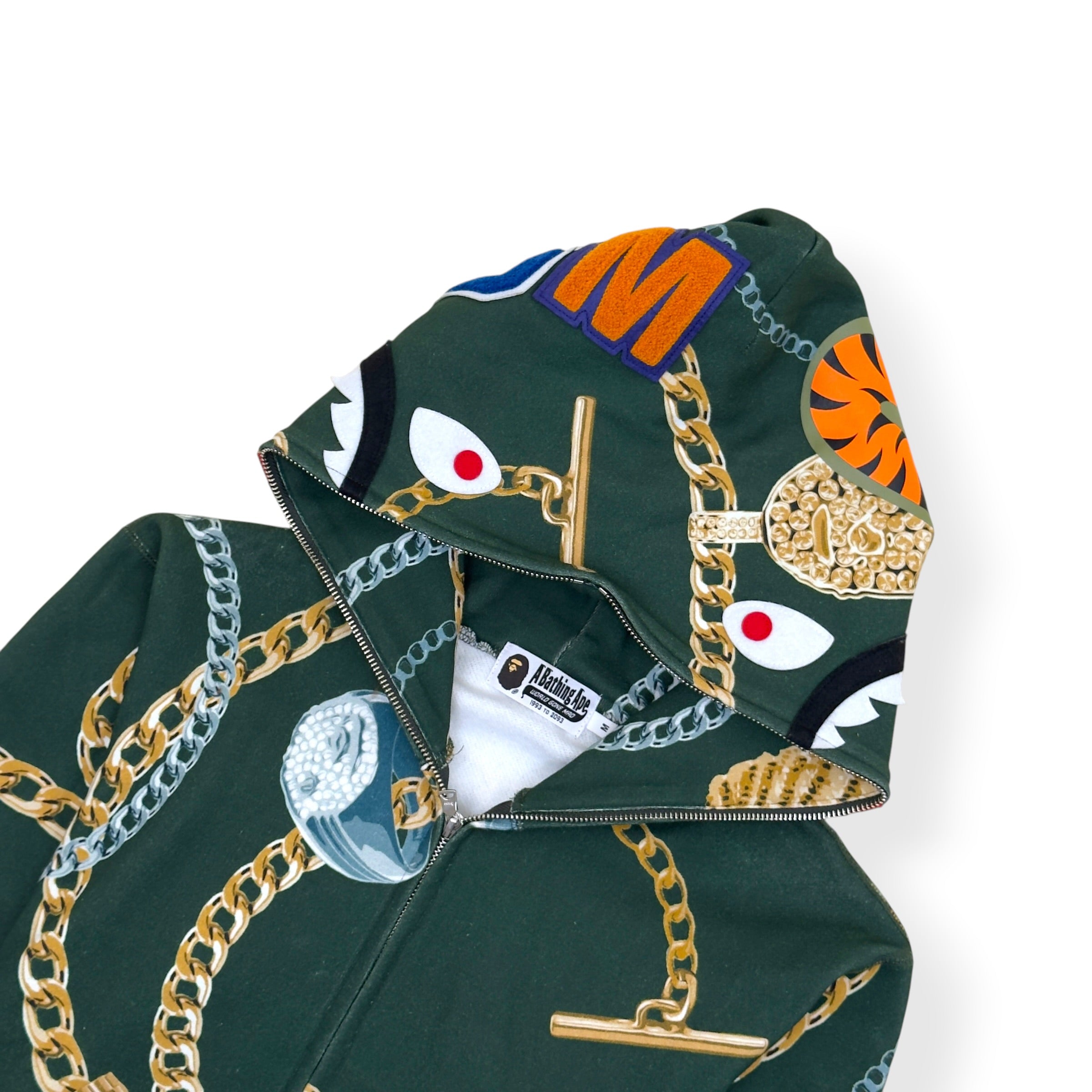 BAPE SHARK FULL-ZIP HOODIE GREEN M