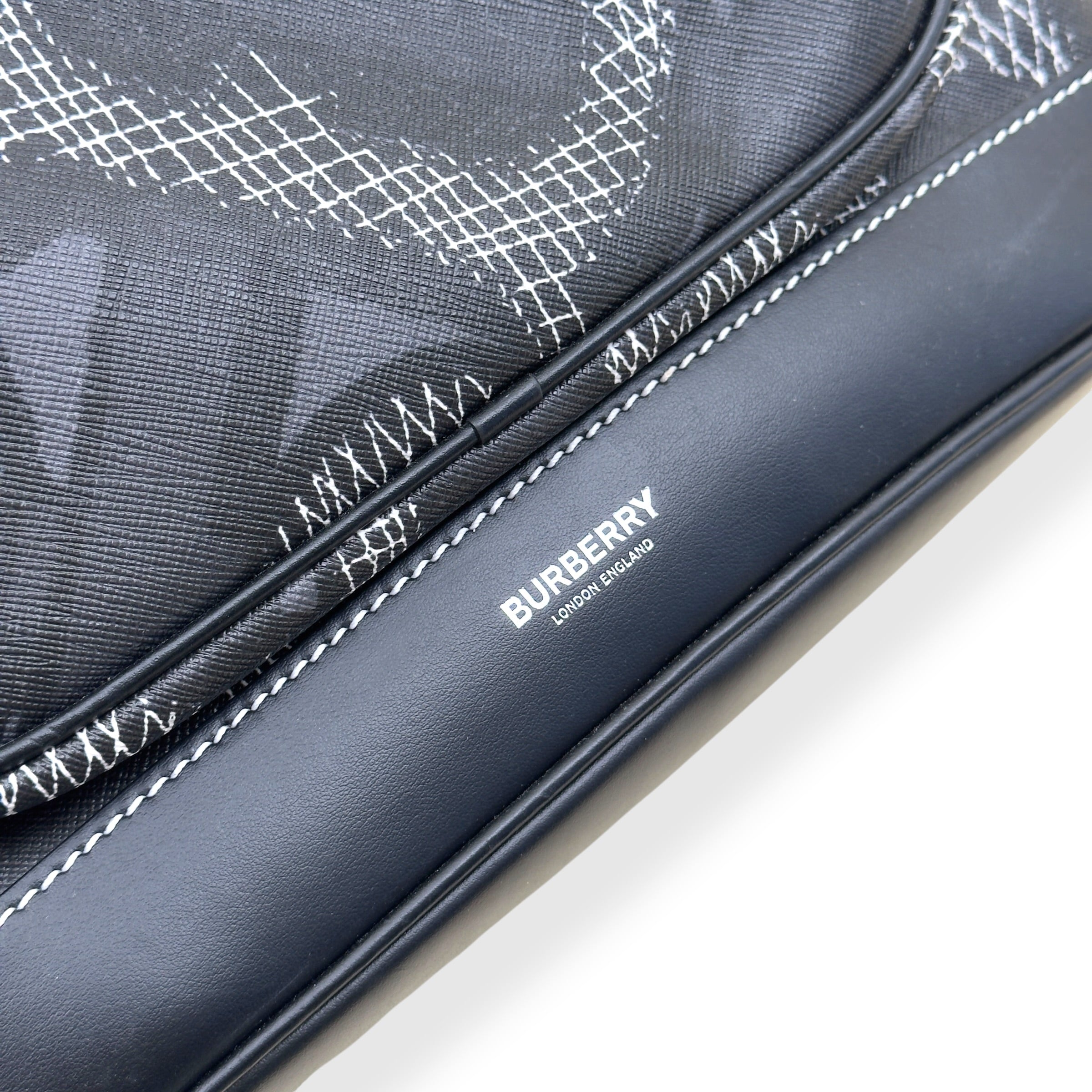 BURBERRY MONOGRAM PRINT LEATHER BACKPACK BLACK O/S