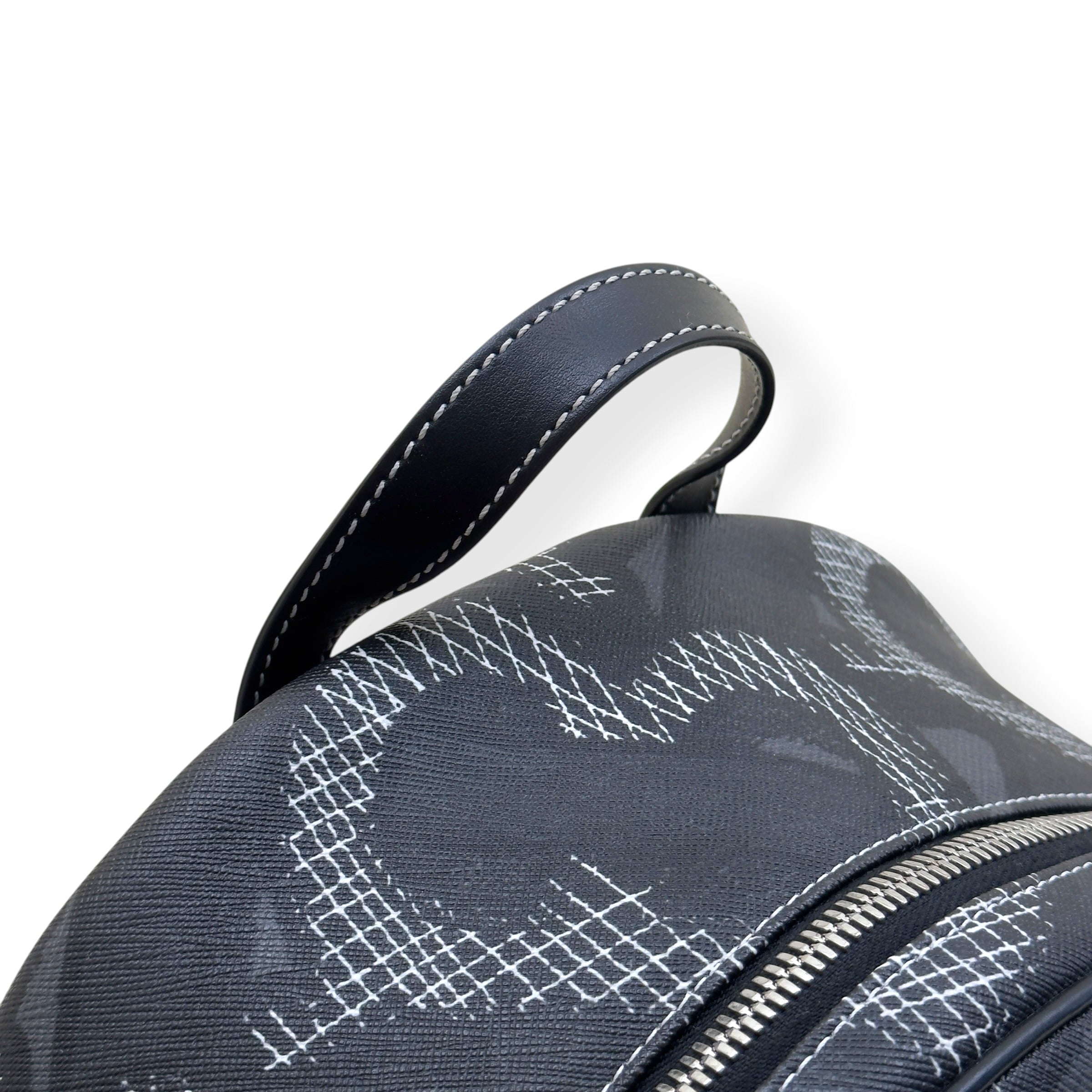 BURBERRY MONOGRAM PRINT LEATHER BACKPACK BLACK O/S