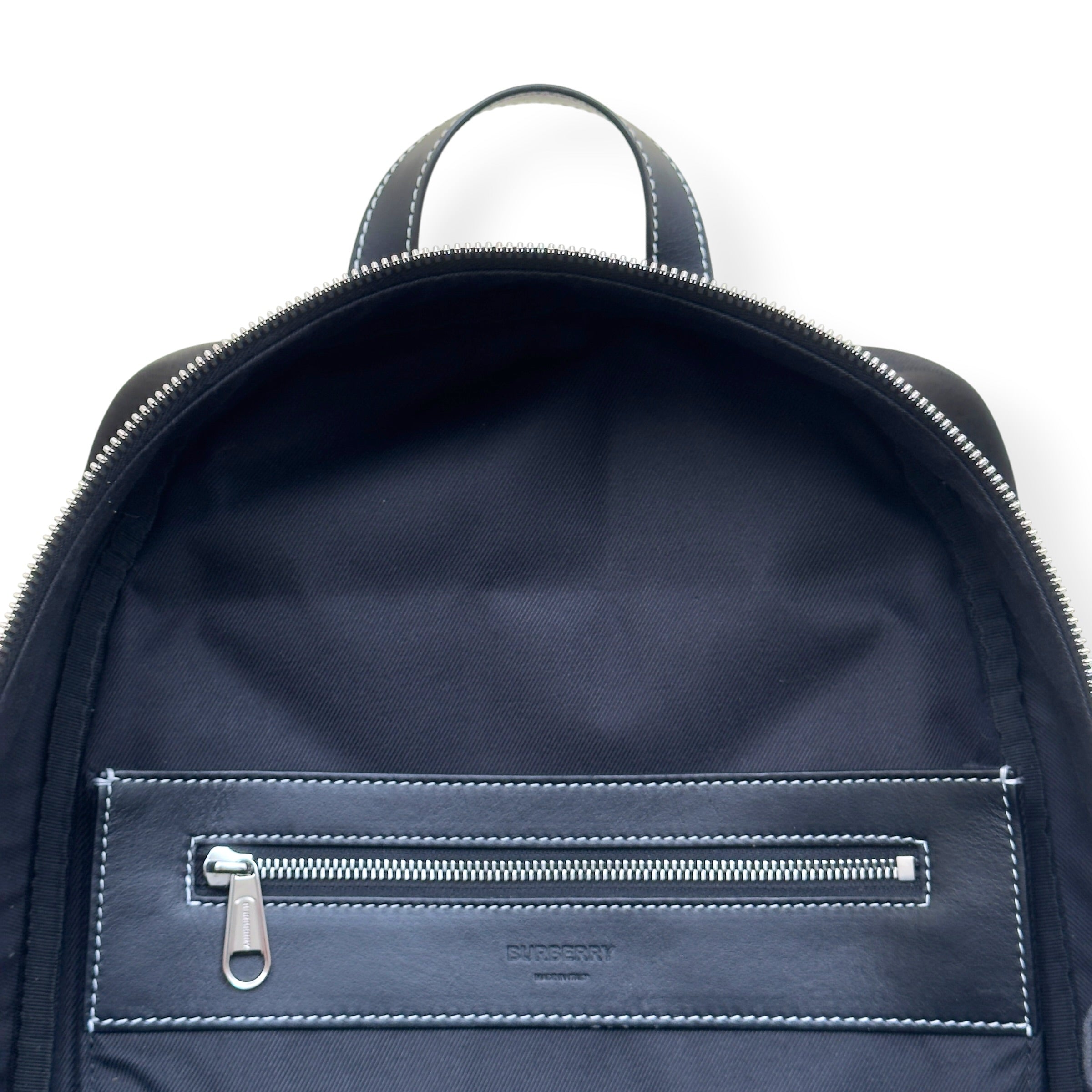 BURBERRY MONOGRAM PRINT LEATHER BACKPACK BLACK O/S