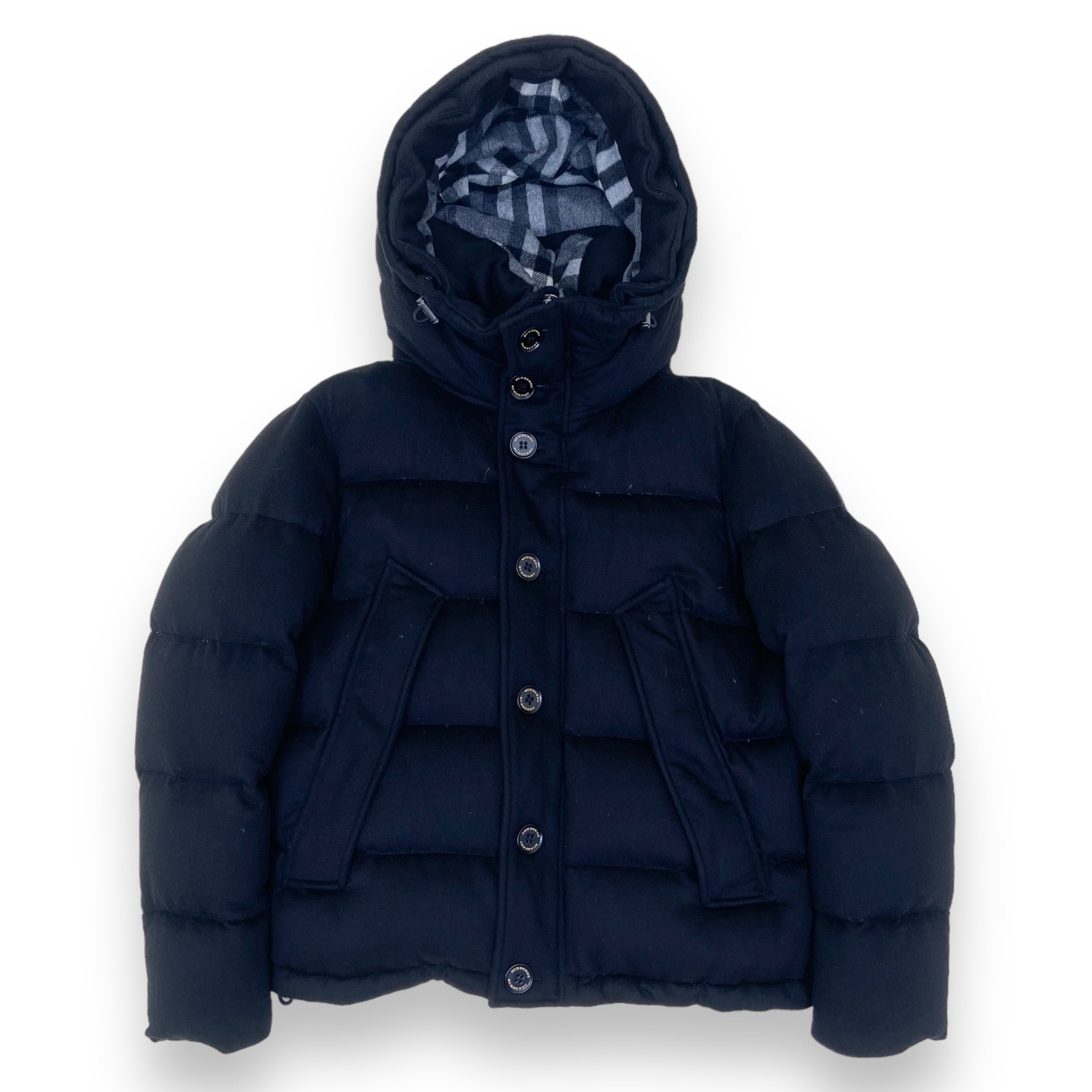 BURBERRY DOWN FILLED CASHMERE PUFFER JACKET BLACK XS