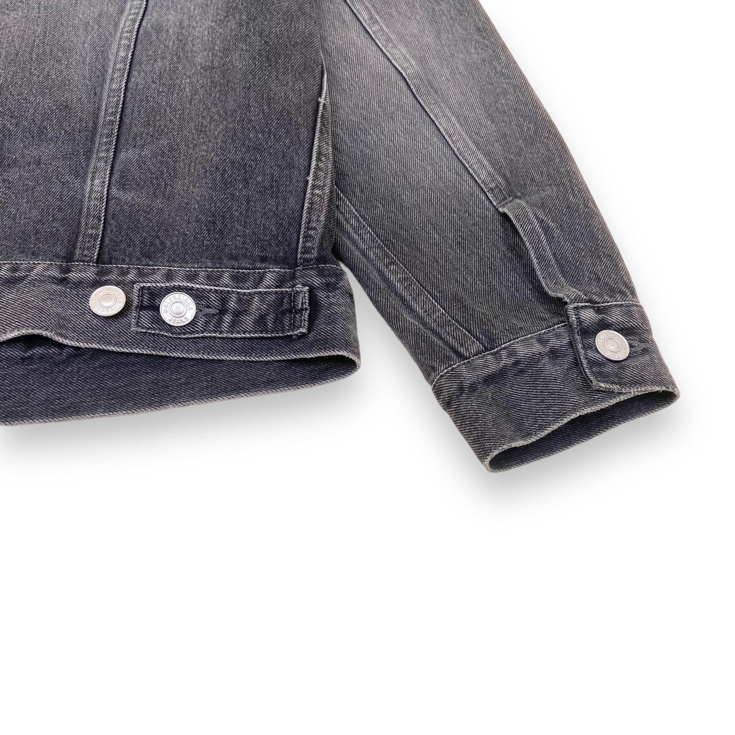 BALENCIAGA DISTRESSED WASHED DENIM JACKET BLACK S
