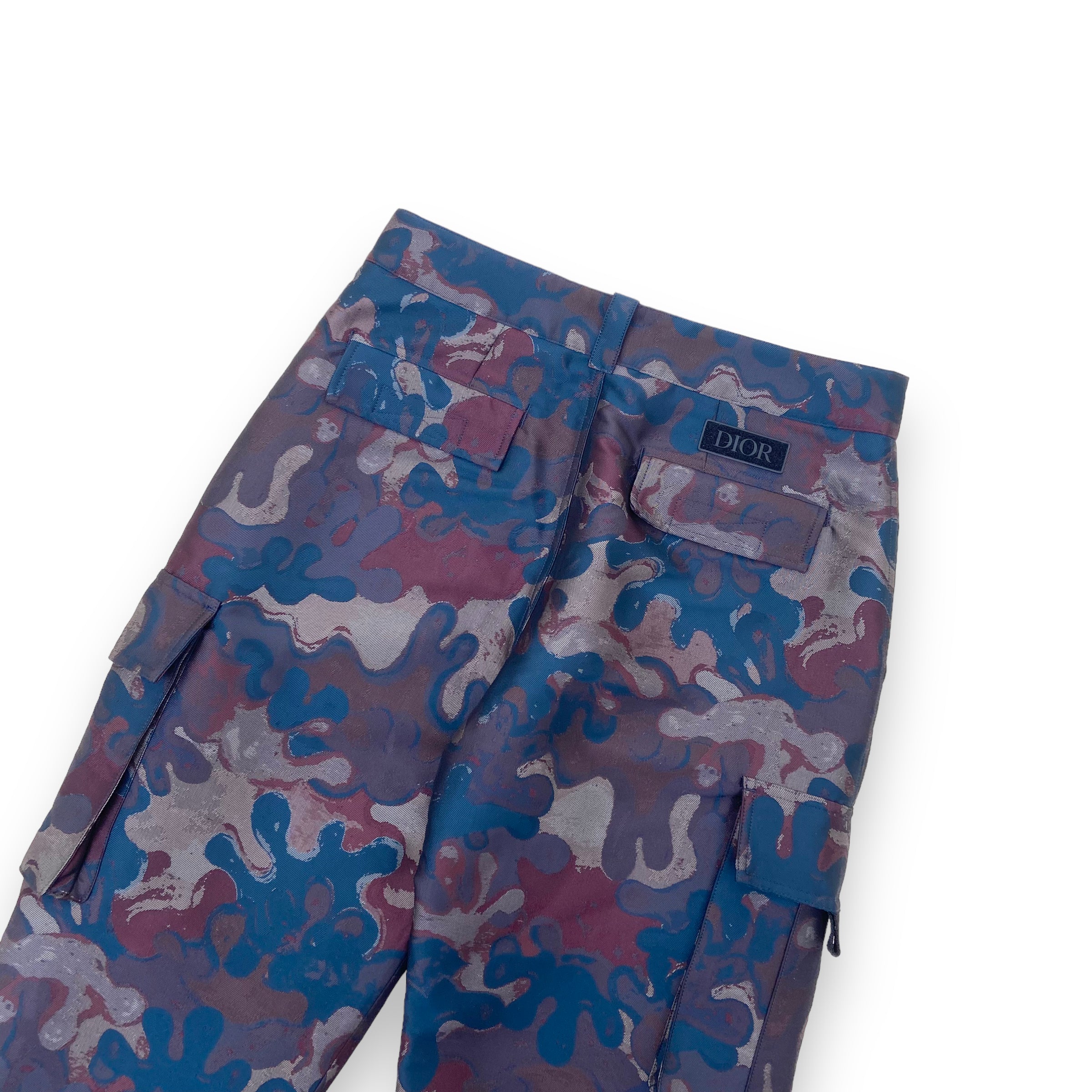 DIOR X PETER DOIG SS21 JACQUARD CAMOFLAGE CARGO TROUSERS M