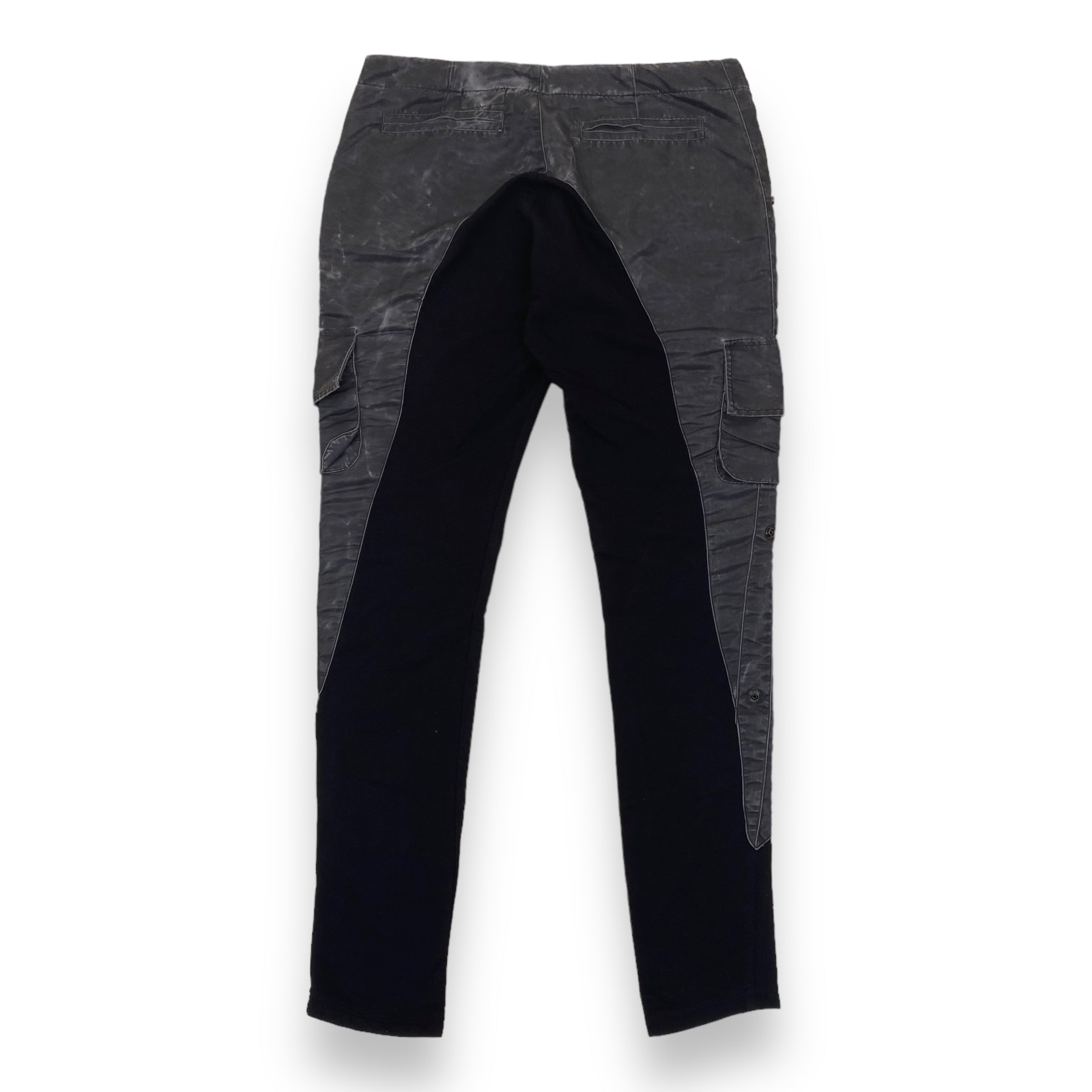 GREG LAUREN WASHED SATIN 50/50 SLIM LOUNGE TROUSERS BLACK M