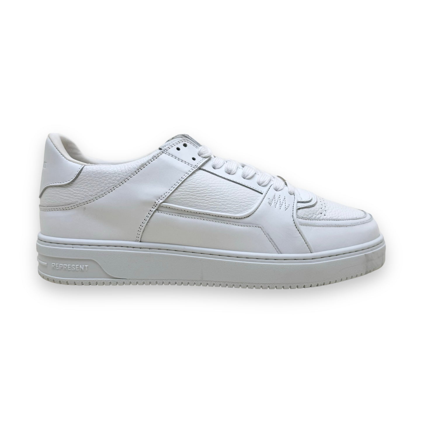 REPRESENT APEX LOW TOP LEATHER SNEAKERS WHITE UK12.5