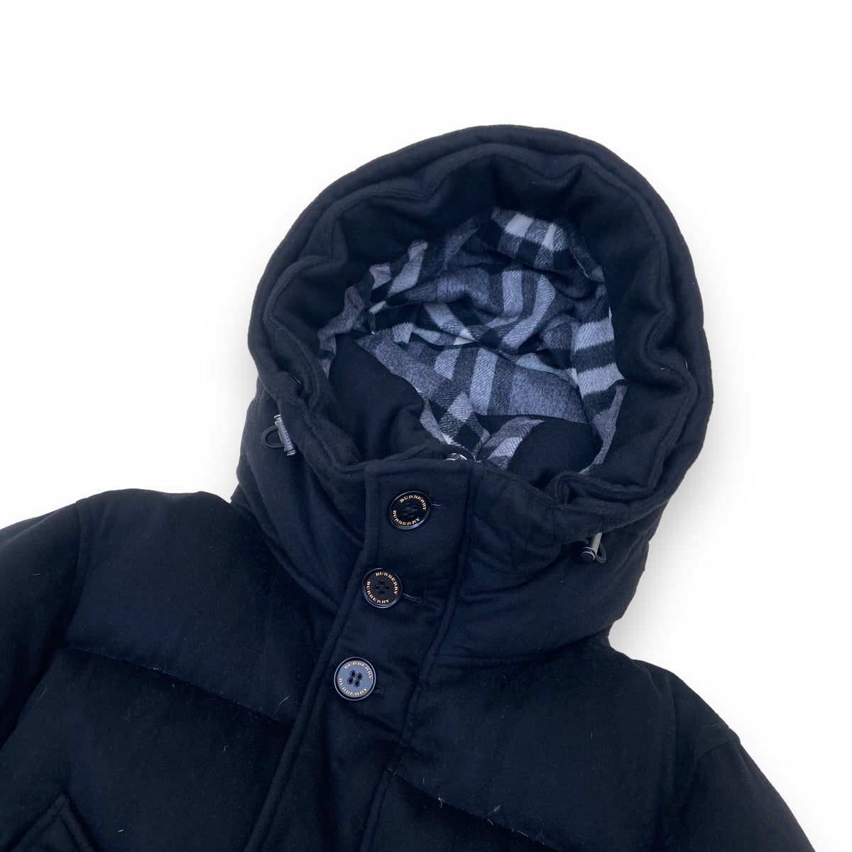 BURBERRY DOWN FILLED CASHMERE PUFFER JACKET BLACK XS