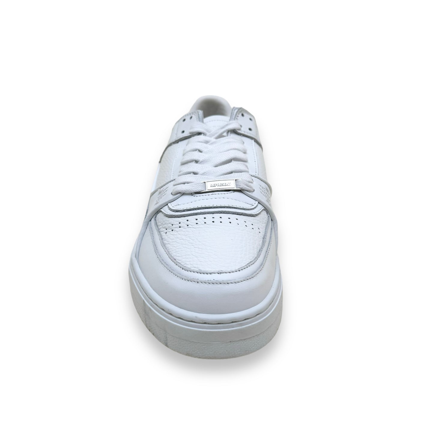 REPRESENT APEX LOW TOP LEATHER SNEAKERS WHITE UK12.5