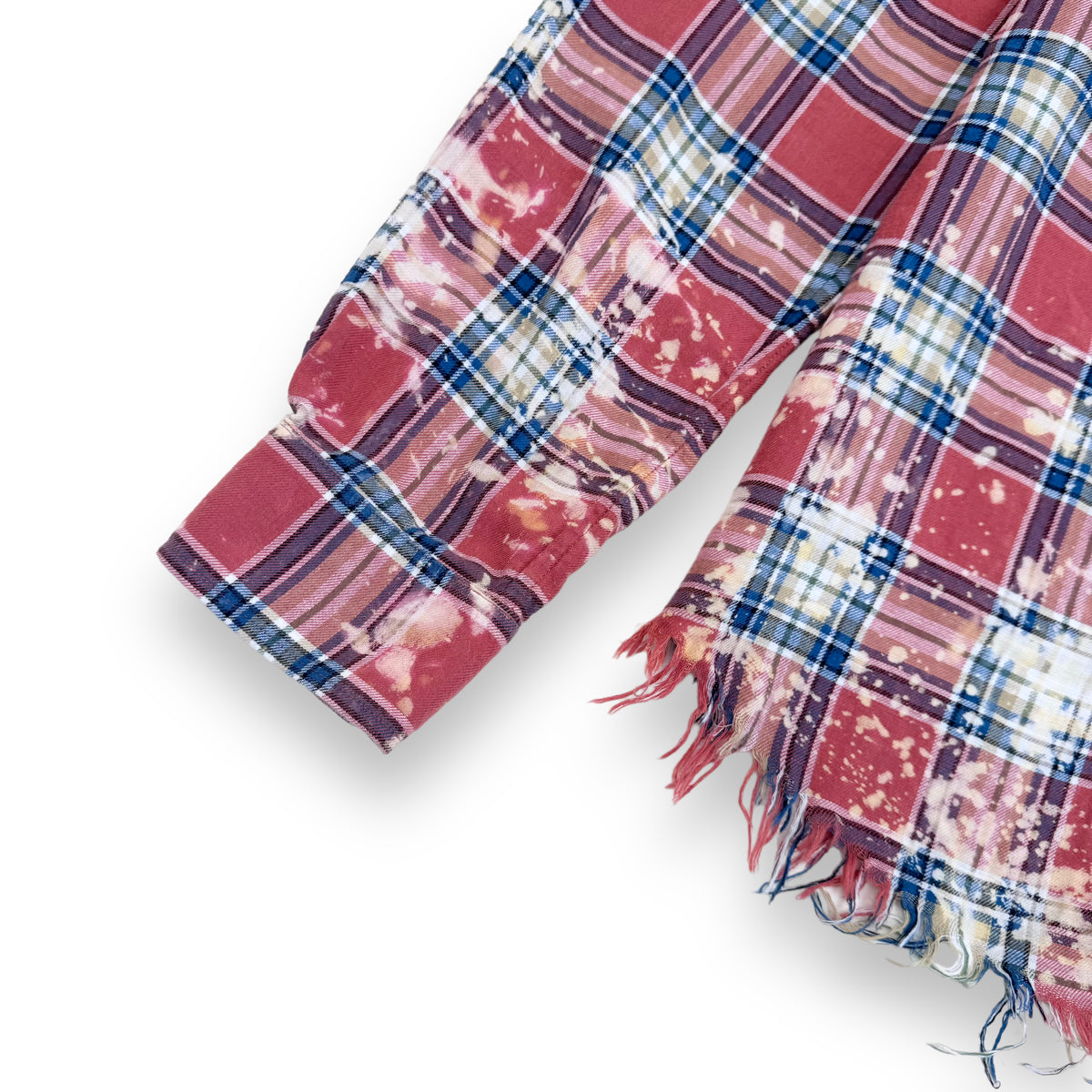 AMIRI LOGO-APPLIQUÉ DISTRESSED CHECKED COTTON / LINEN FLANNEL SHIRT ORANGE XS