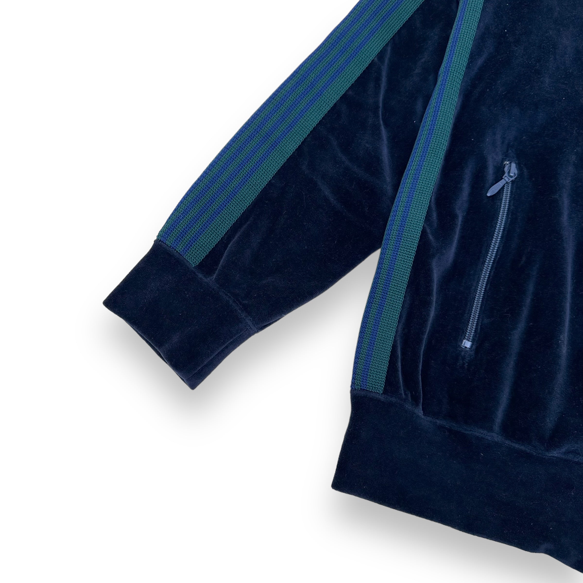 NEEDLES VELOUR TRACK JACKET NAVY / GREEN M