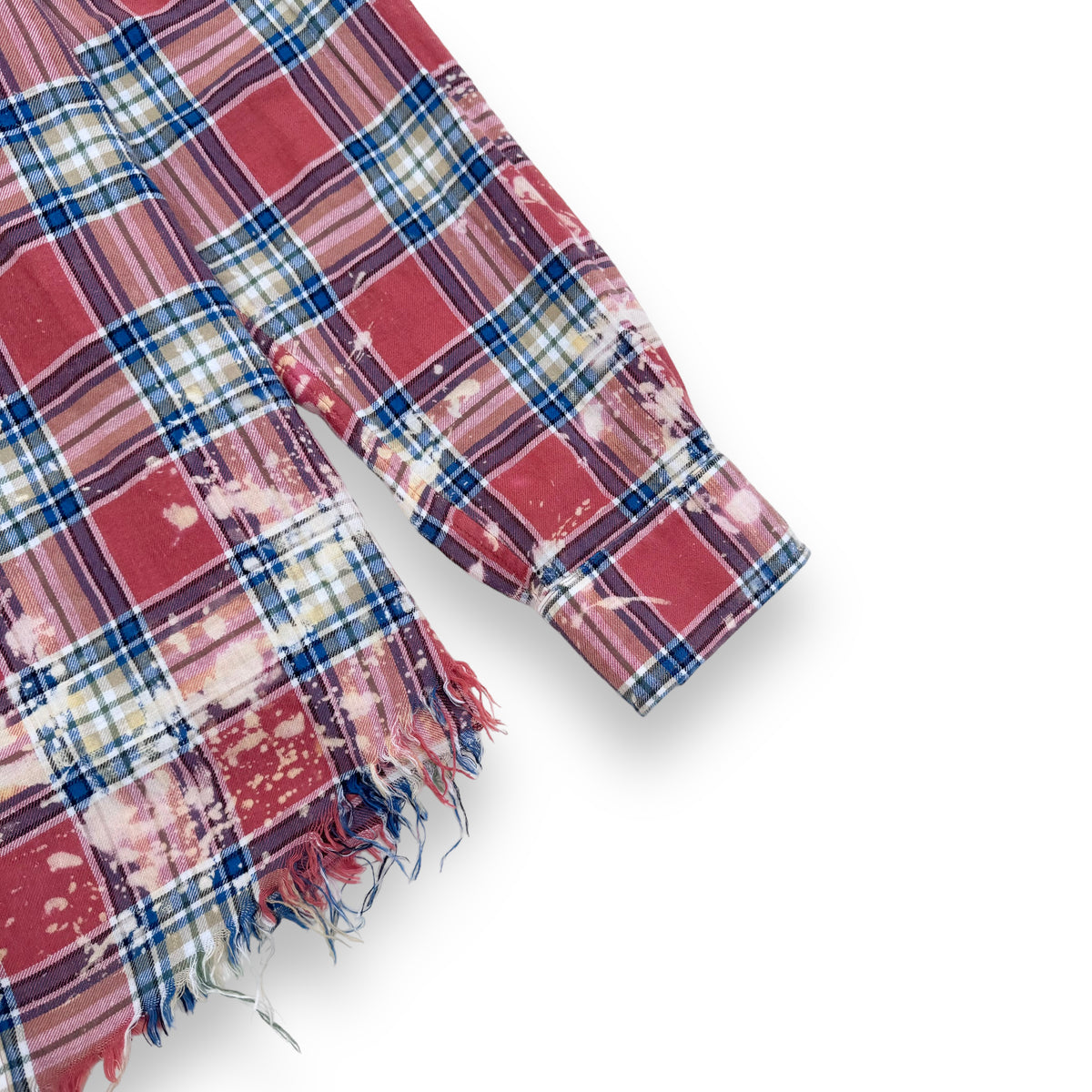 AMIRI LOGO-APPLIQUÉ DISTRESSED CHECKED COTTON / LINEN FLANNEL SHIRT ORANGE XS