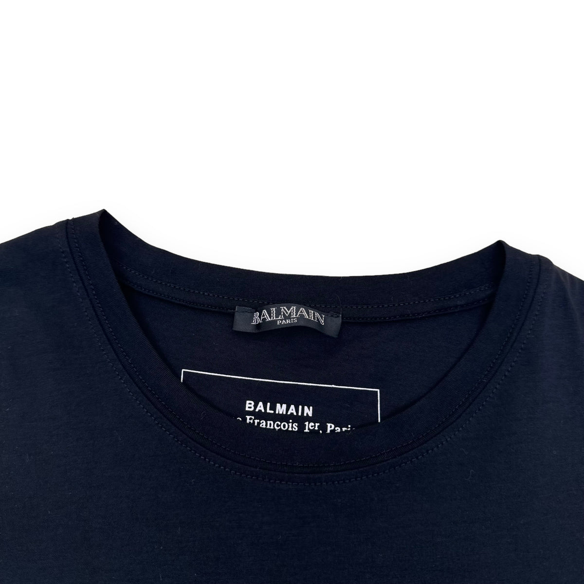 BALMAIN EMBOSSED LOGO COTTON T-SHIRT BLACK M
