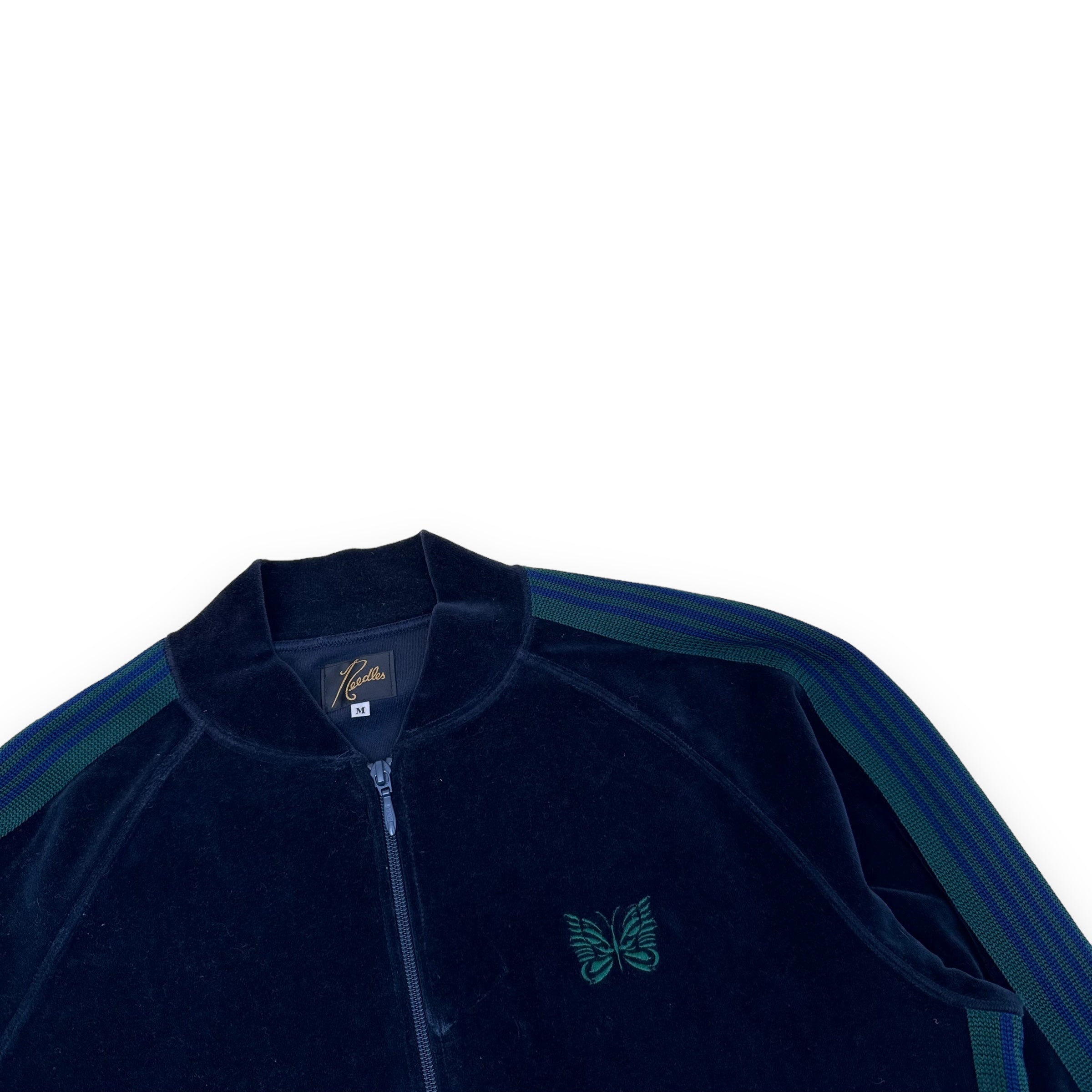 NEEDLES VELOUR TRACK JACKET NAVY / GREEN M