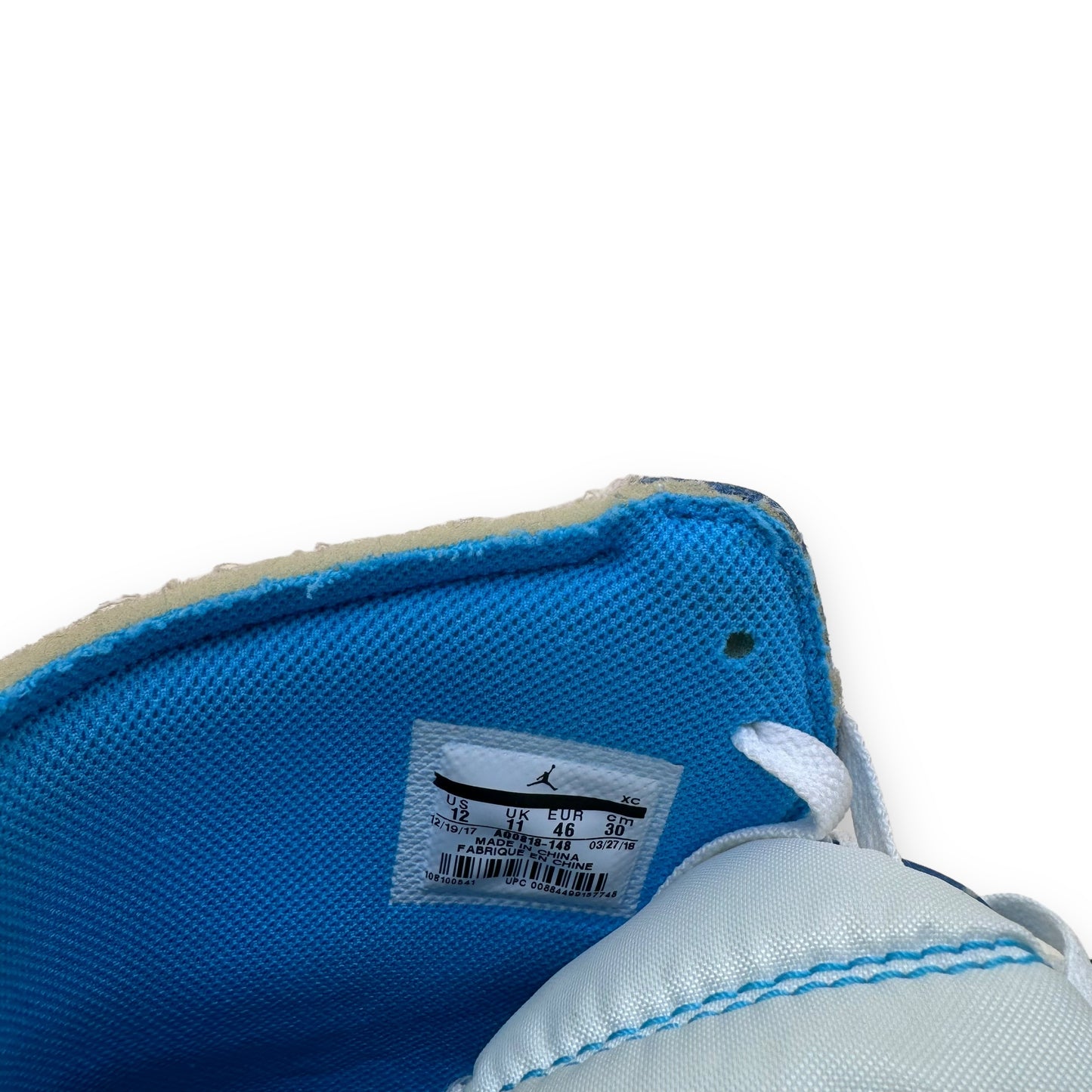 NIKE X OFF-WHITE JORDAN 1 HIGH UNIVERSITY BLUE UNC SNEAKER UK11