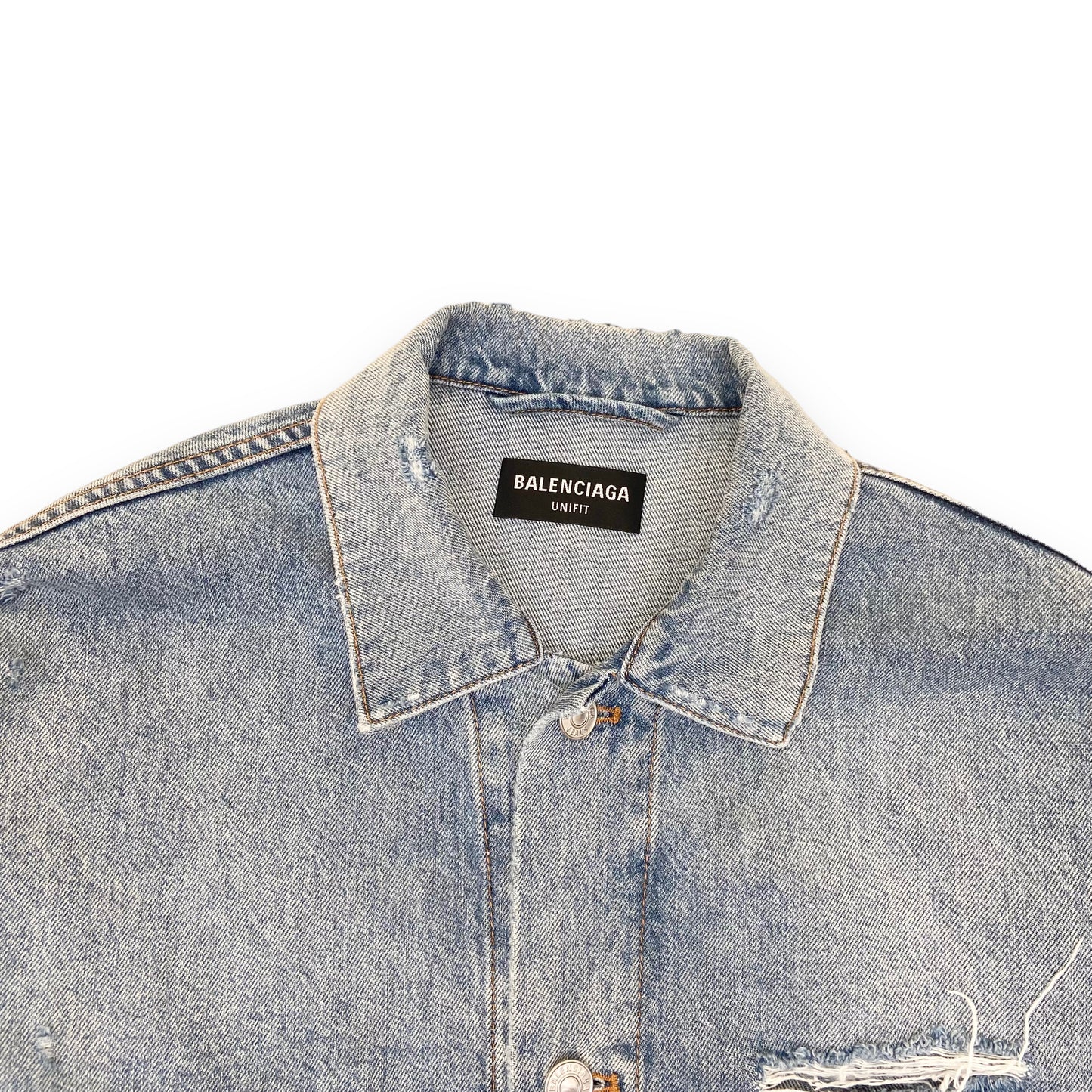 BALENCIAGA OVERSIZED BARCODE LOGO DENIM JACKET BLUE XS