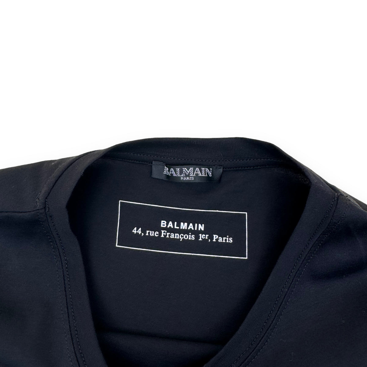 BALMAIN EMBOSSED LOGO COTTON T-SHIRT BLACK M