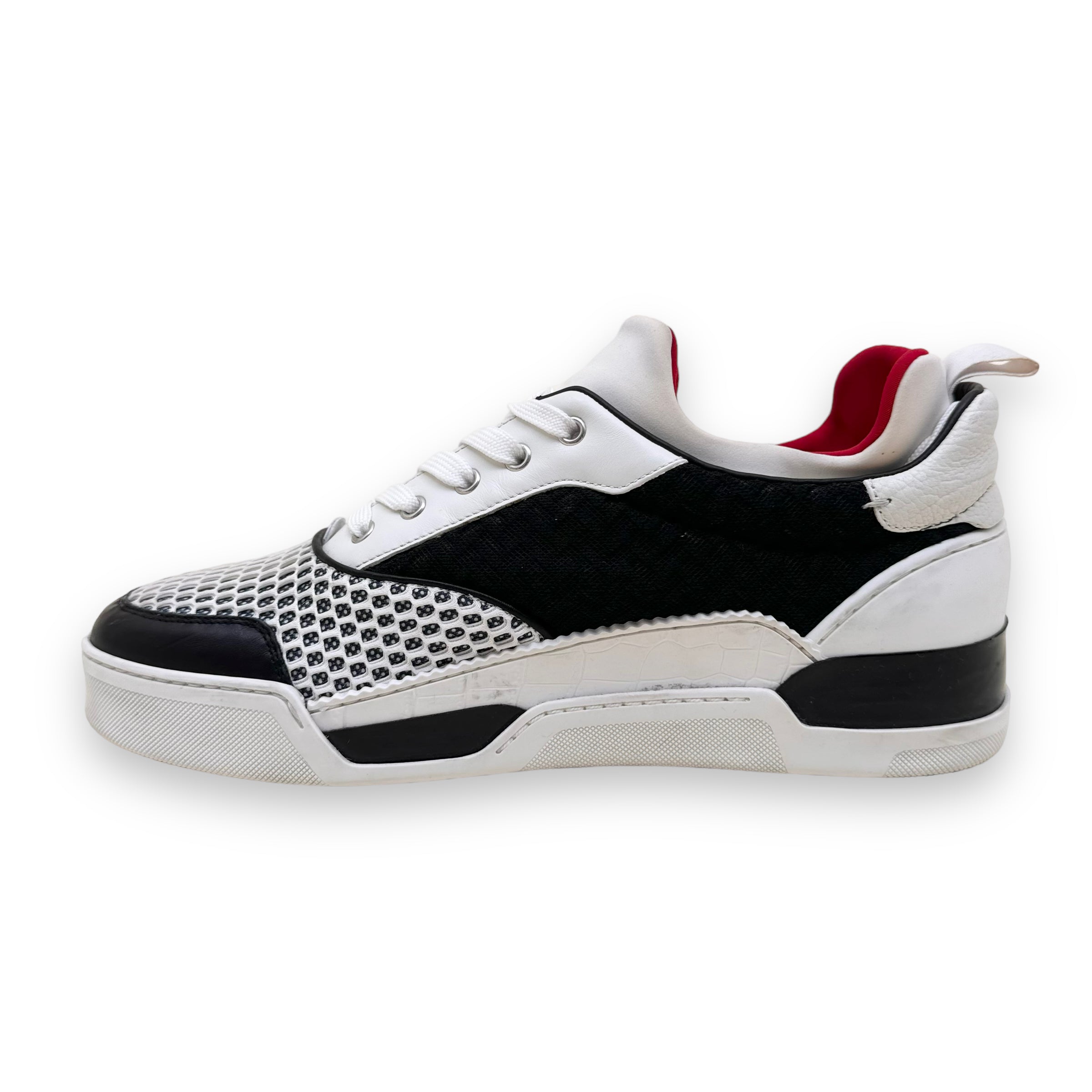 CHRISTIAN LOUBOUTIN AURELIEN LEATHER / MESH LOW TOP SNEAKERS UK10.5