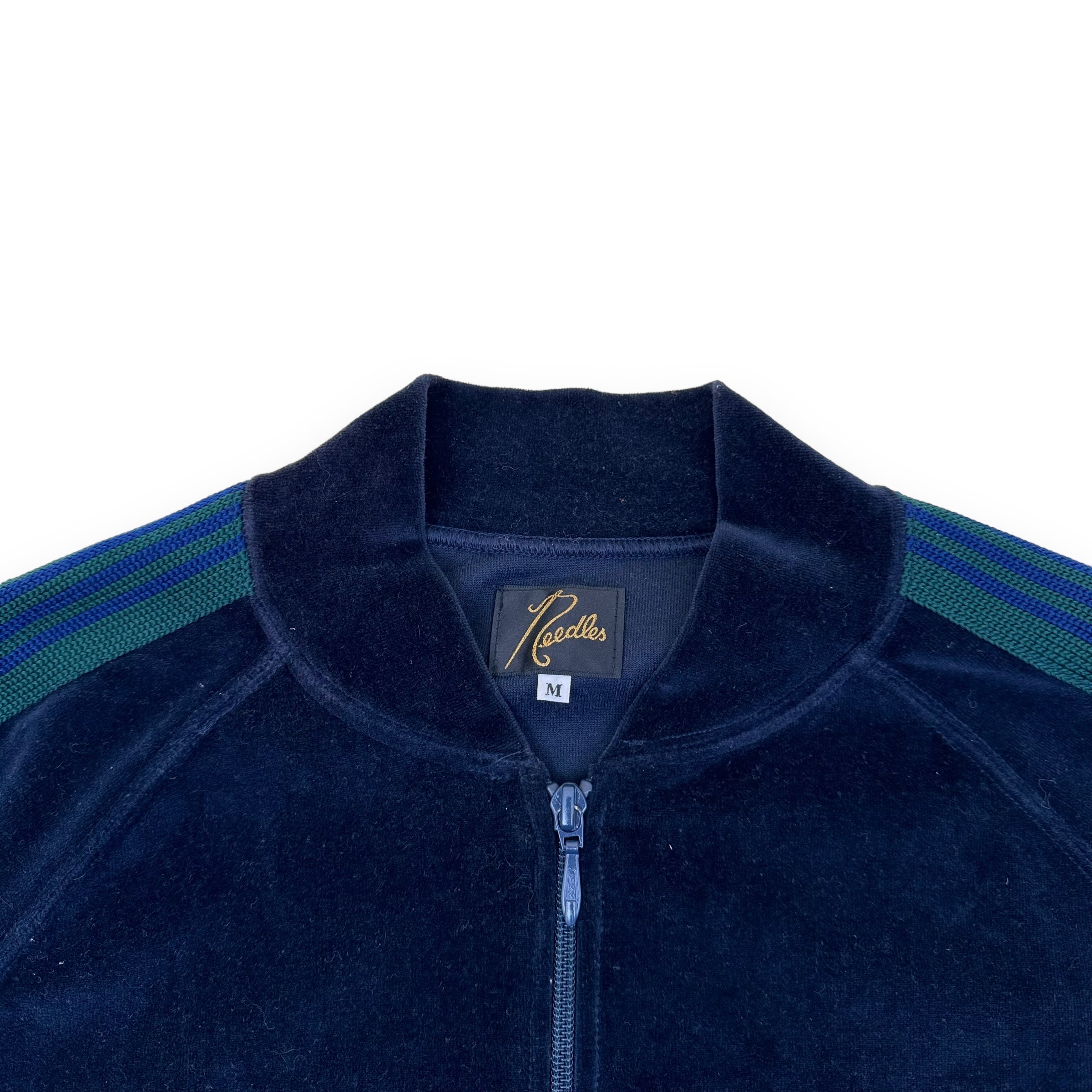 NEEDLES VELOUR TRACK JACKET NAVY / GREEN M