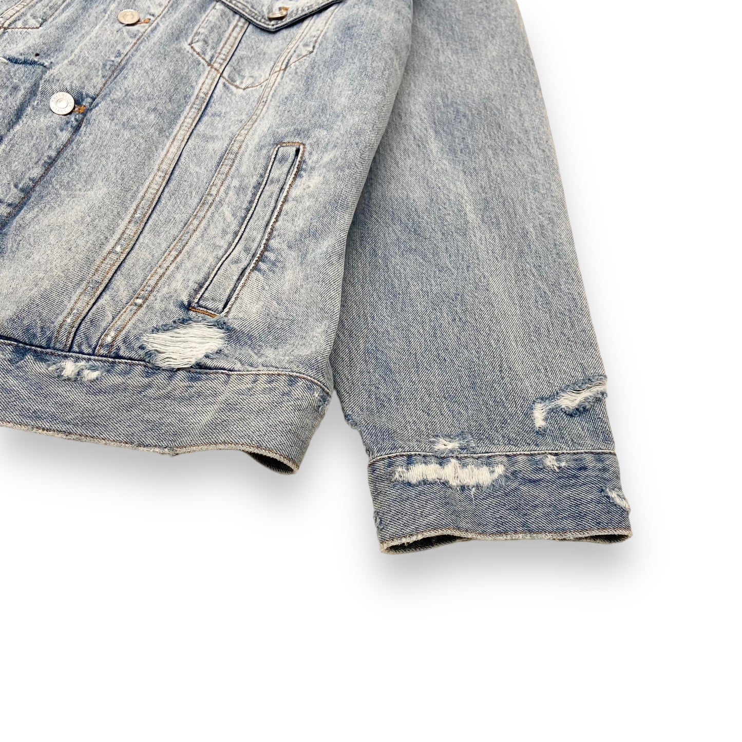 BALENCIAGA OVERSIZED BARCODE LOGO DENIM JACKET BLUE XS