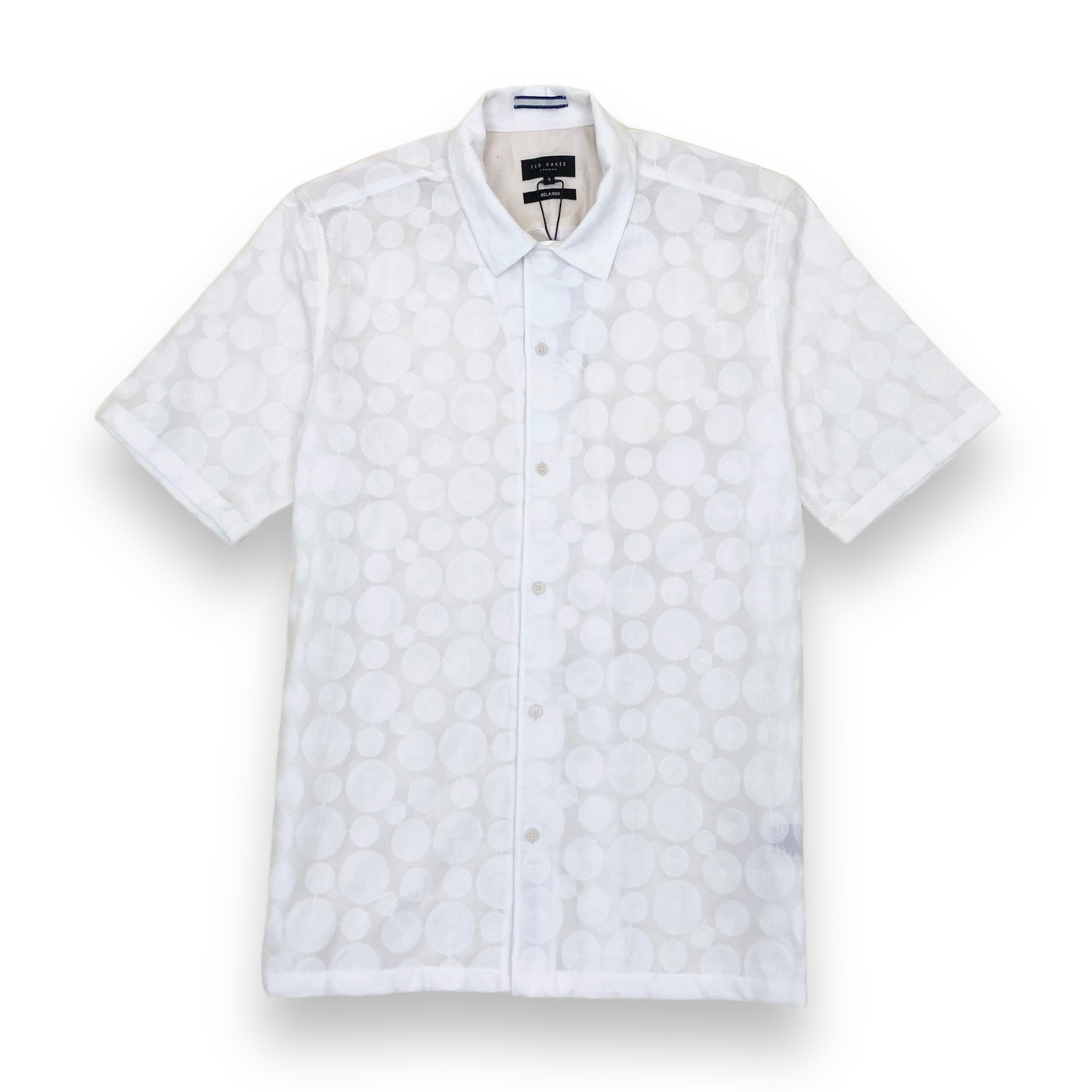 TED BAKER RELAXED FIT EMBROIDERED SHIRT WHITE L