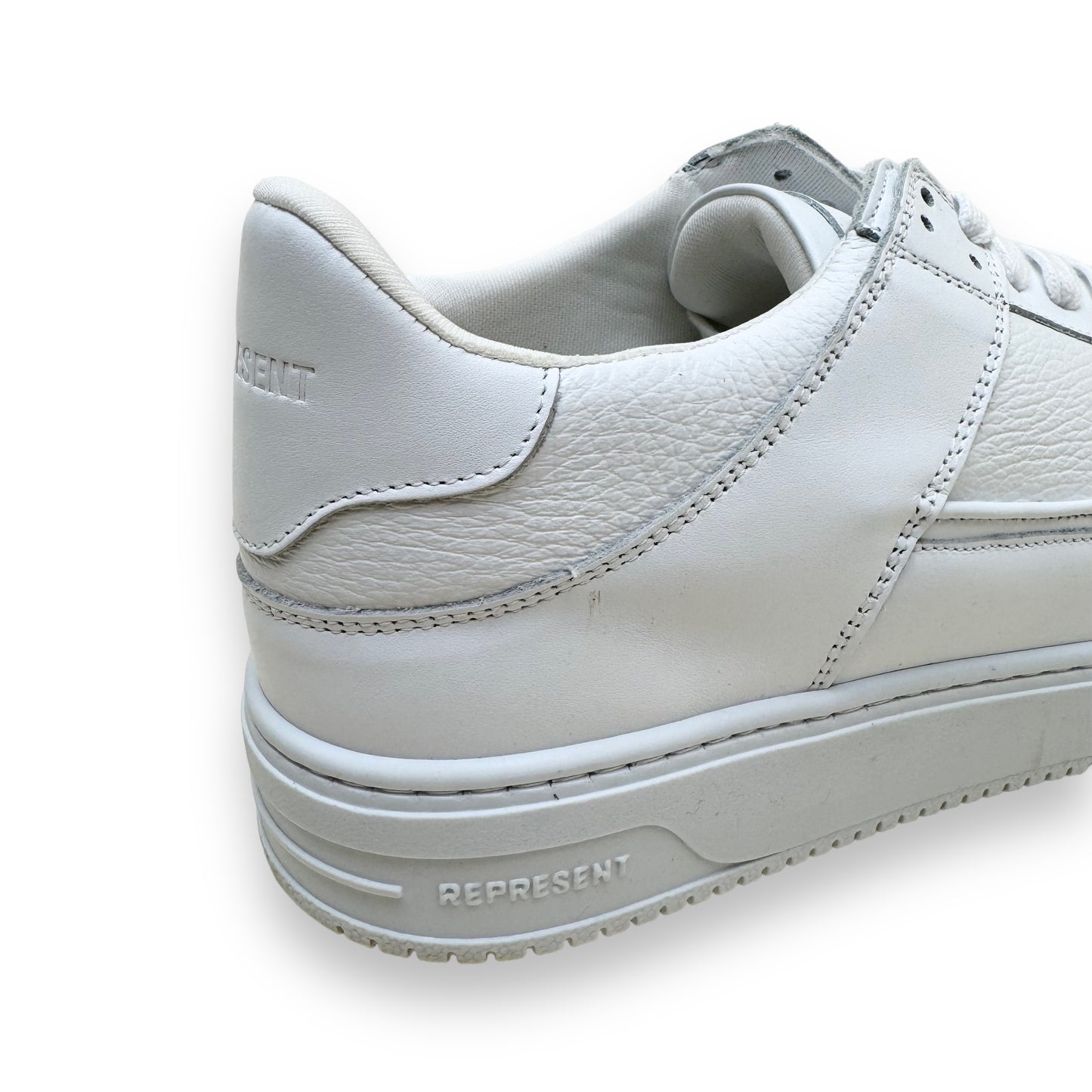 REPRESENT APEX LOW TOP LEATHER SNEAKERS WHITE UK12.5