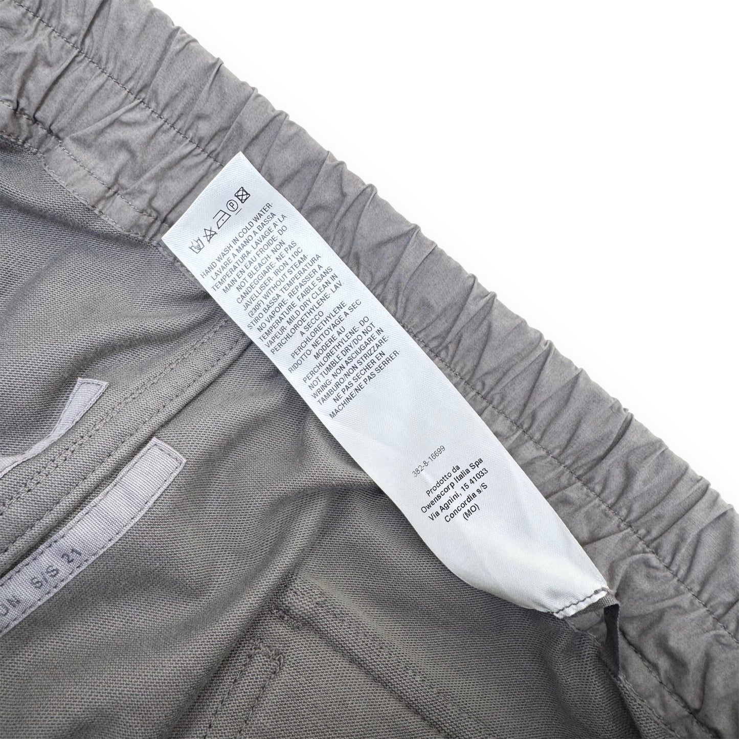 RICK OWENS MASTODAN TAPERED COTTON-JERSEY DRAWSTRING CARGO PANTS GREY XL