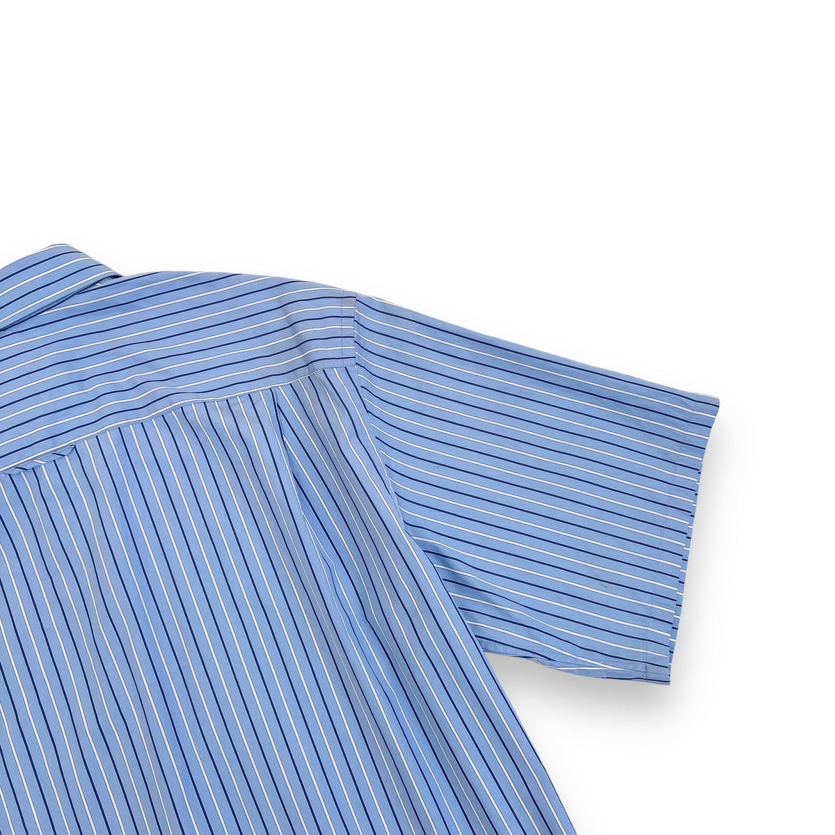 PRADA STRIPED LOGO PATCH COTTON SHORT SLEEVE SHIRT BLUE M