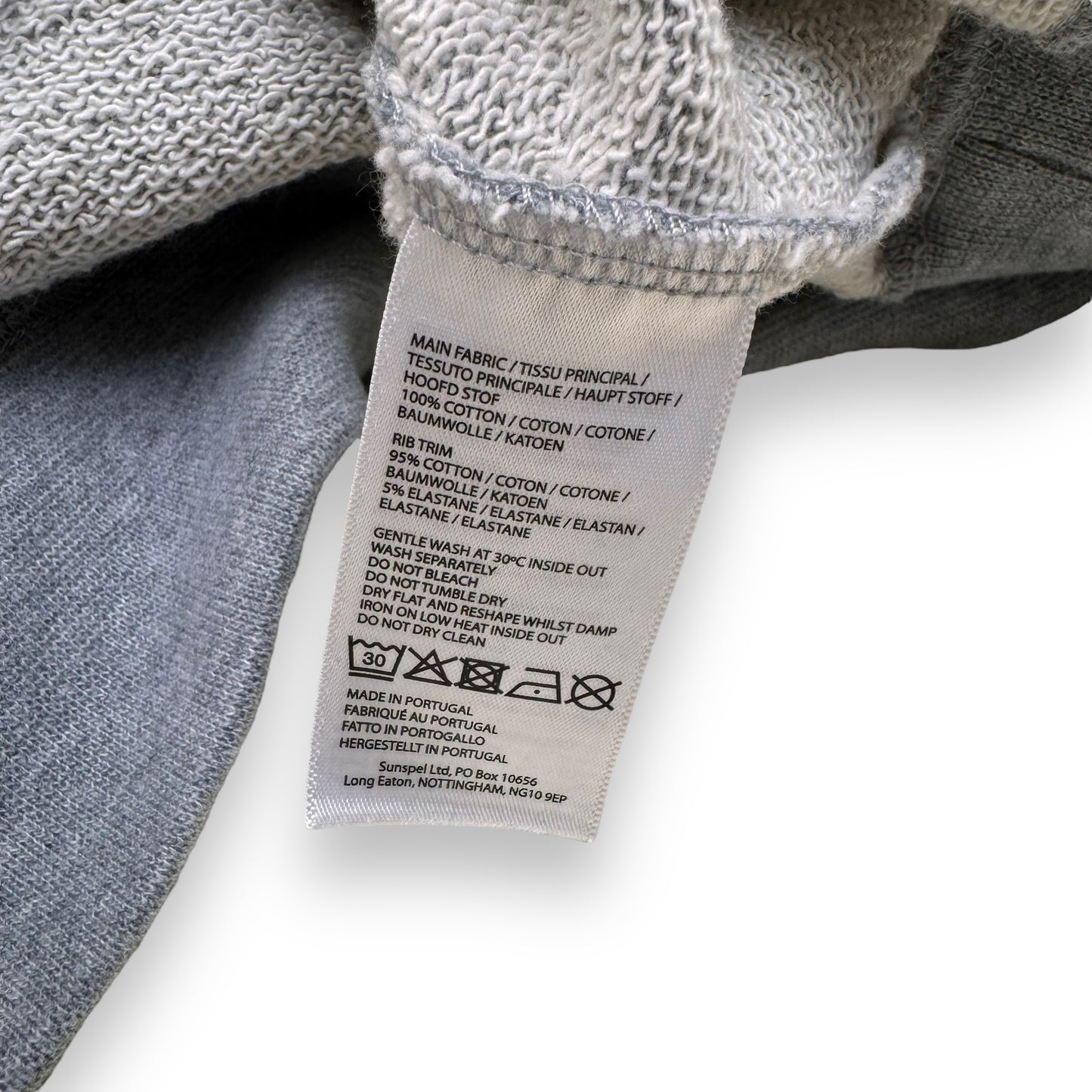 SUNSPEL LOOPBACK COTTON SWEATSHIRT GREY XS