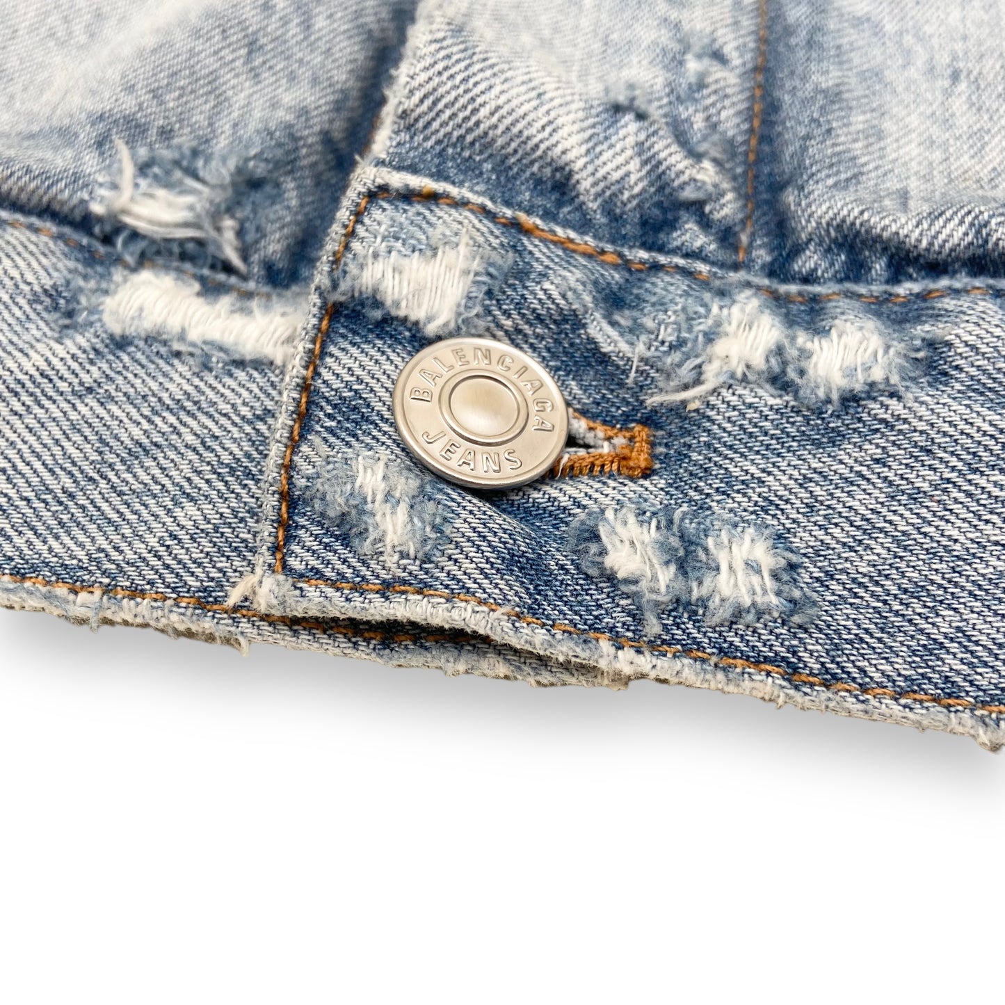 BALENCIAGA OVERSIZED BARCODE LOGO DENIM JACKET BLUE XS