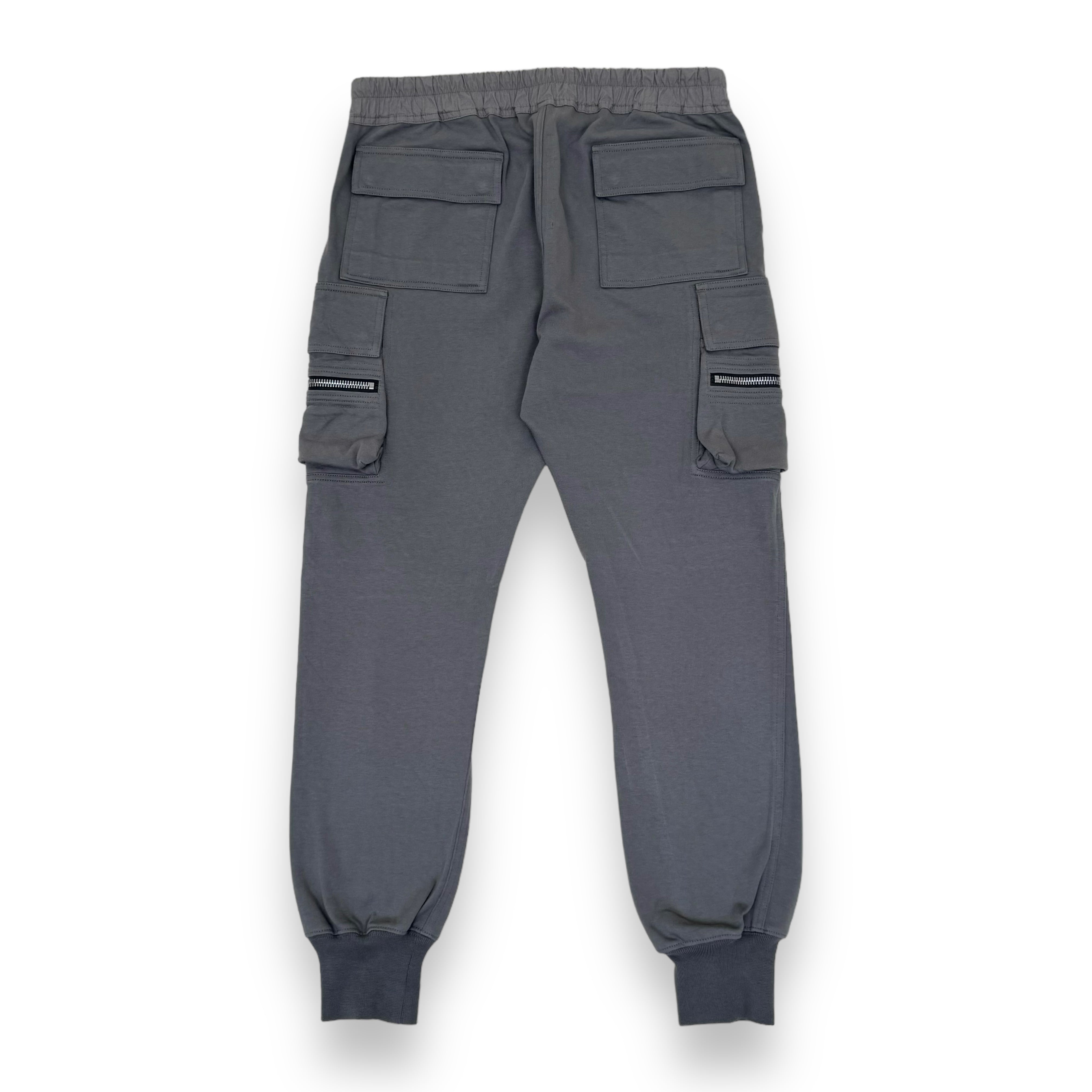 RICK OWENS MASTODAN TAPERED COTTON-JERSEY DRAWSTRING CARGO PANTS GREY XL