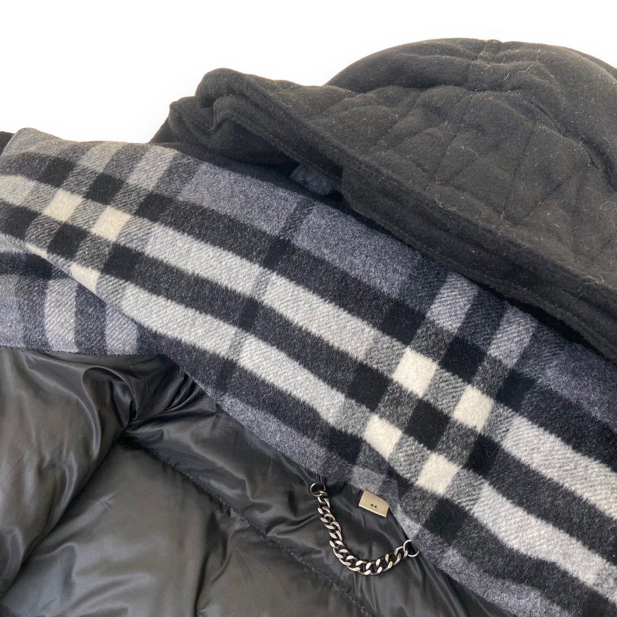 BURBERRY DOWN FILLED CASHMERE PUFFER JACKET BLACK XS