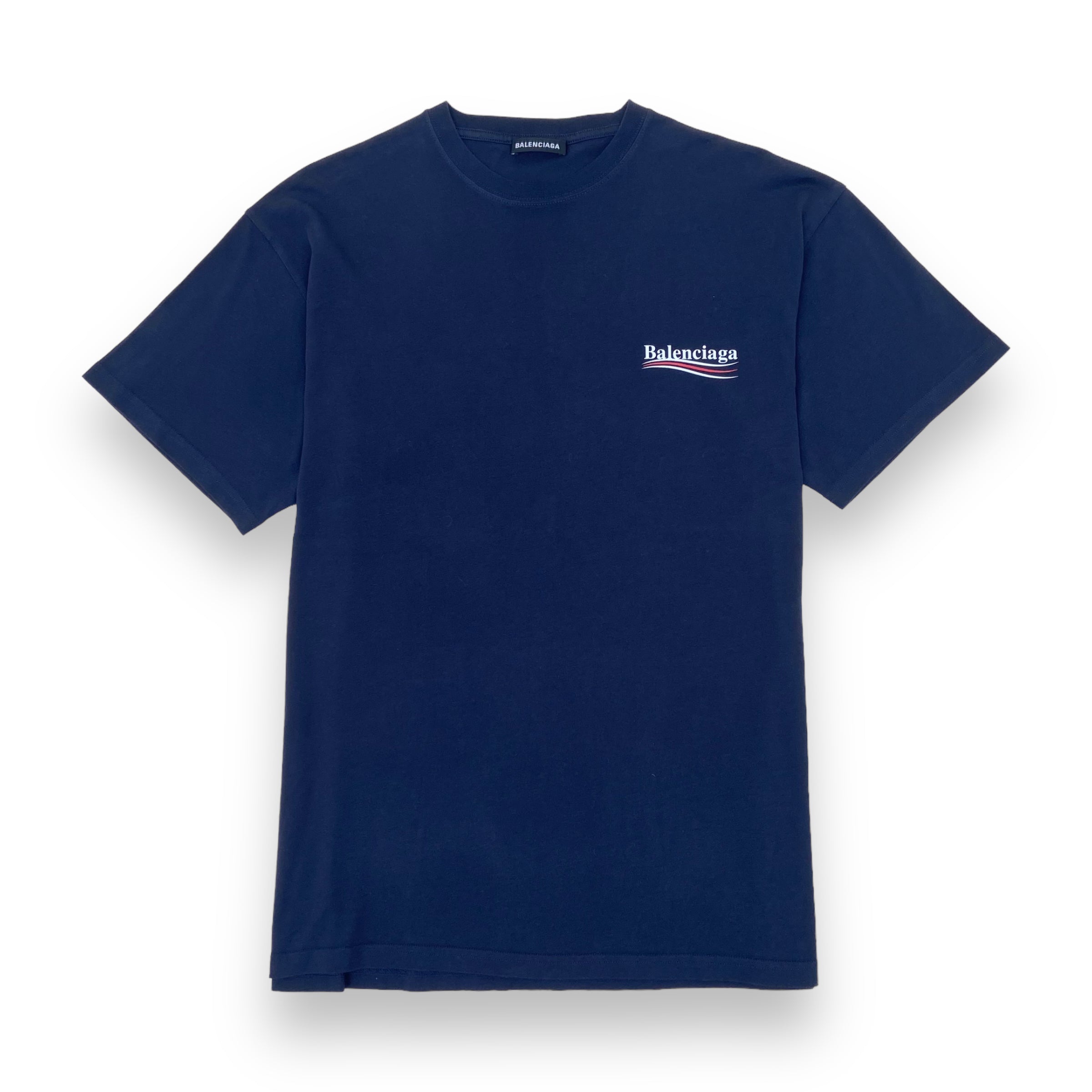 BALENCIAGA POLITICAL LOGO T-SHIRT NAVY M