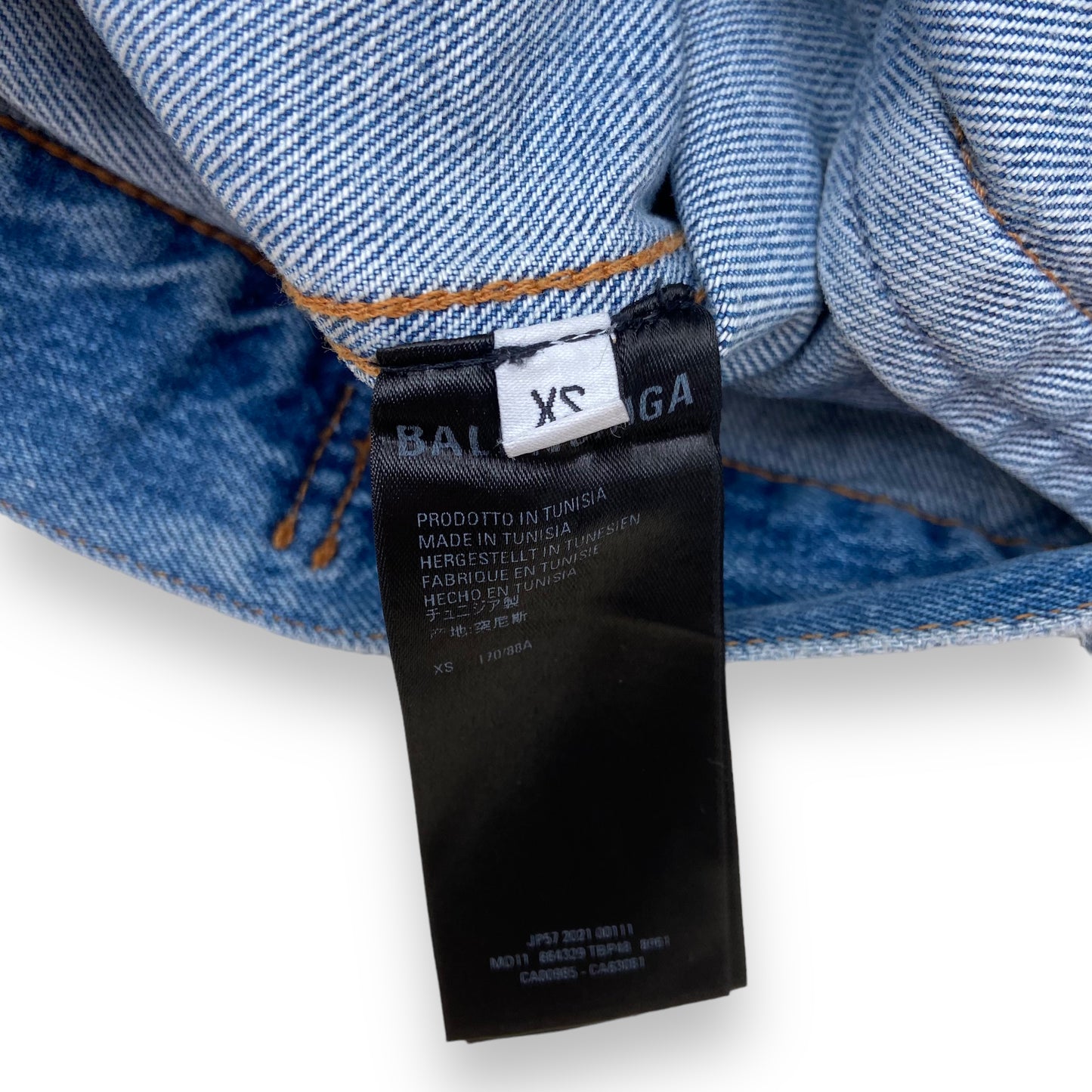 BALENCIAGA OVERSIZED BARCODE LOGO DENIM JACKET BLUE XS