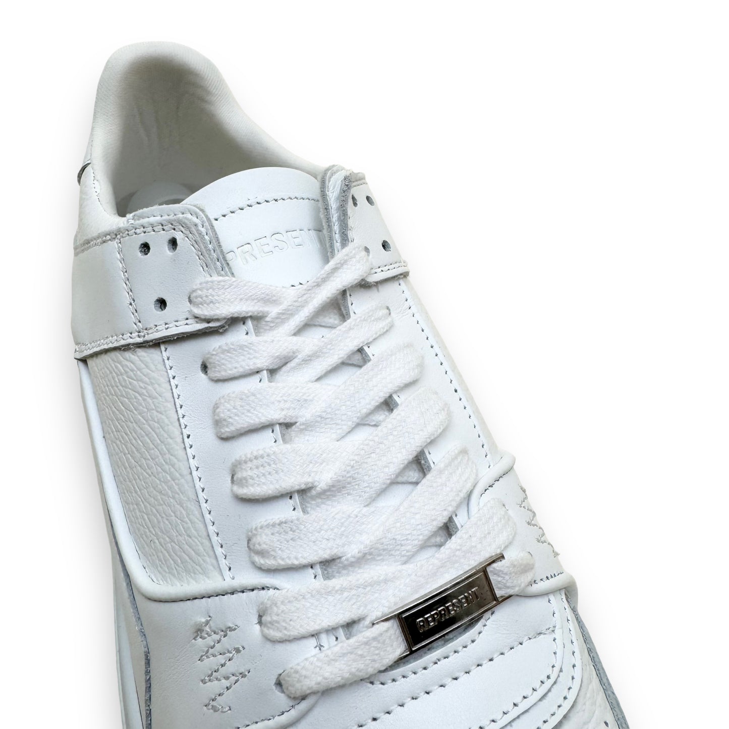 REPRESENT APEX LOW TOP LEATHER SNEAKERS WHITE UK12.5