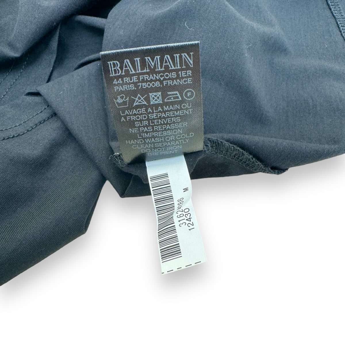 BALMAIN EMBOSSED LOGO COTTON T-SHIRT BLACK M