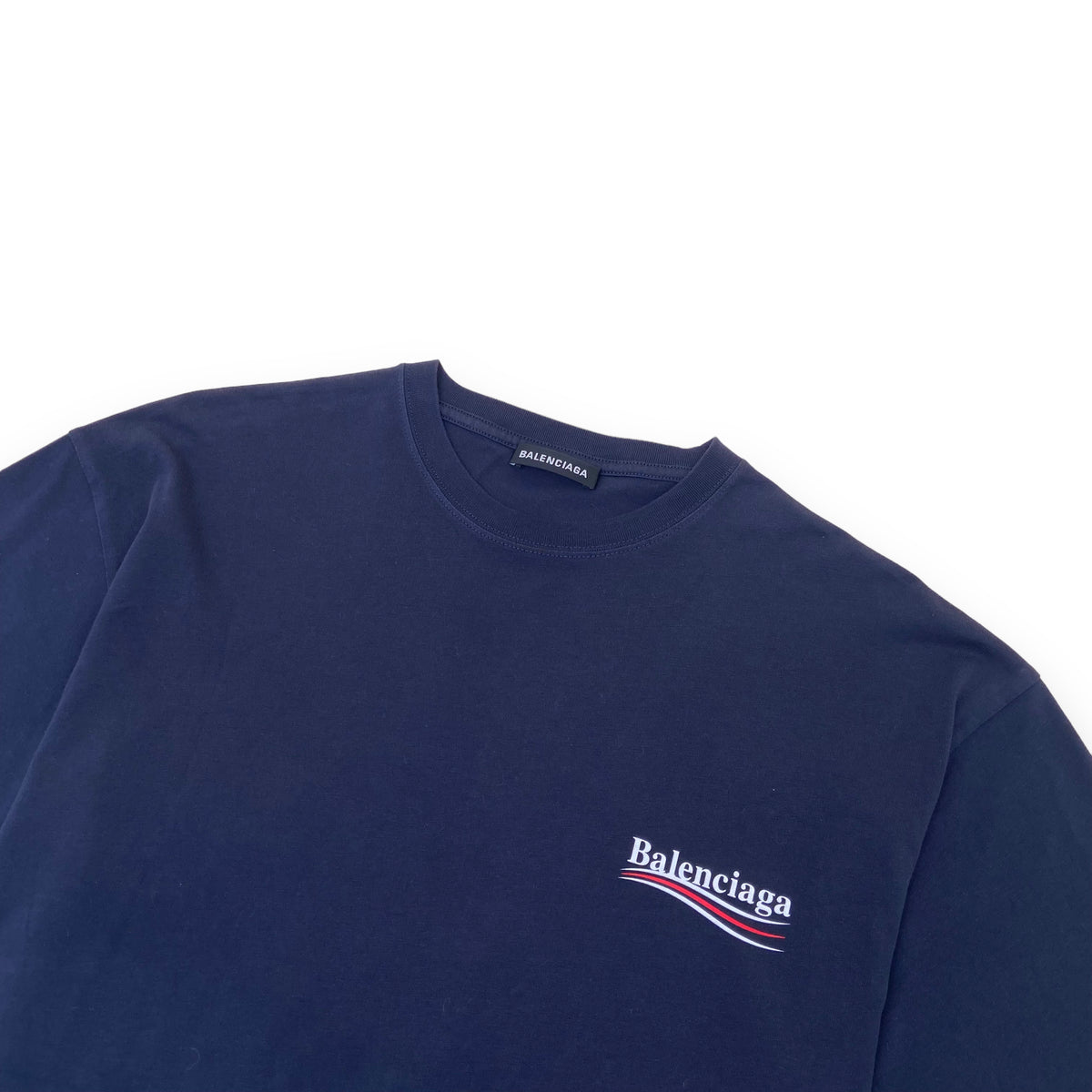 BALENCIAGA POLITICAL LOGO T-SHIRT NAVY M